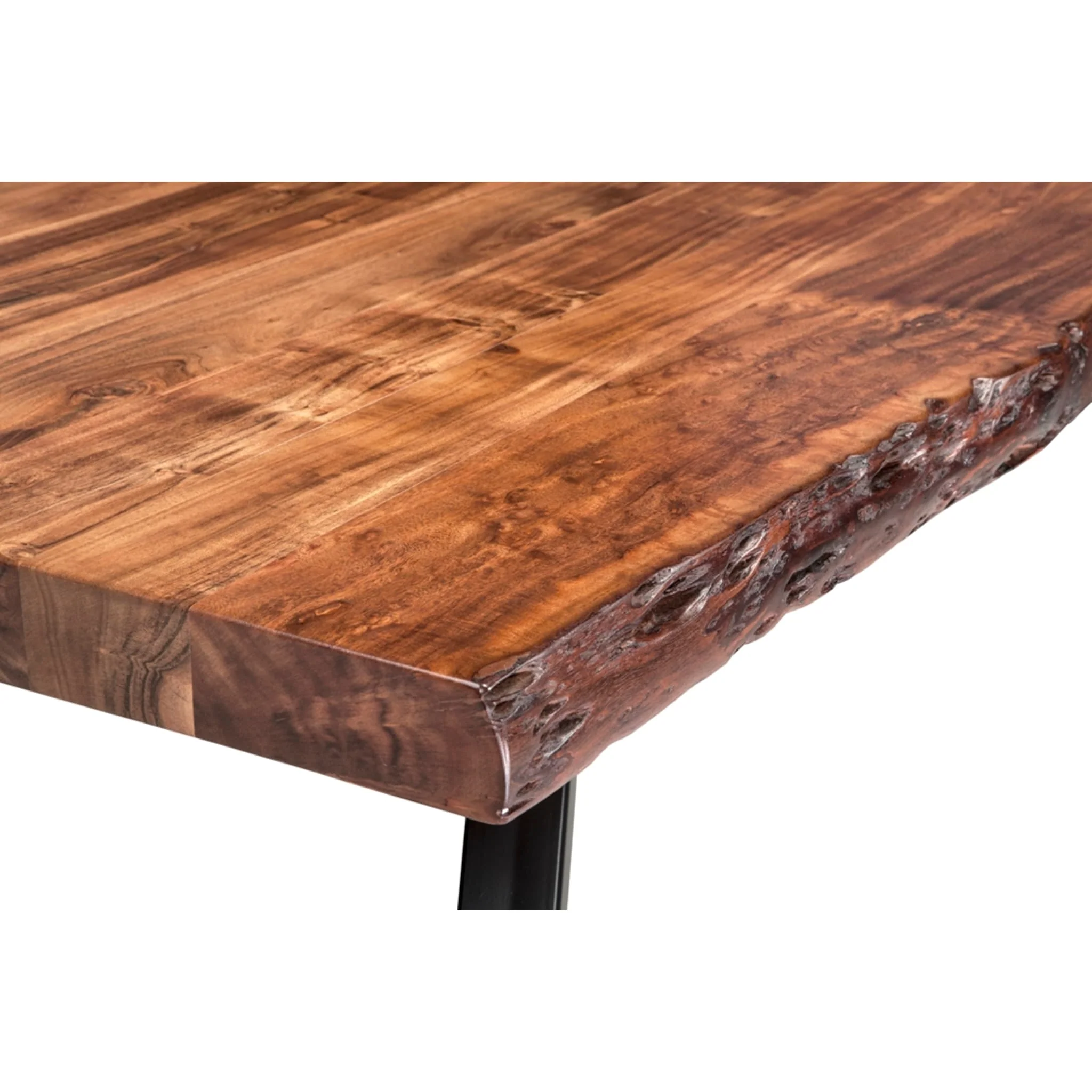 Reese Live Edge Solid Wood Metal Leg Dining Bench in Natural Acacia - Image 3