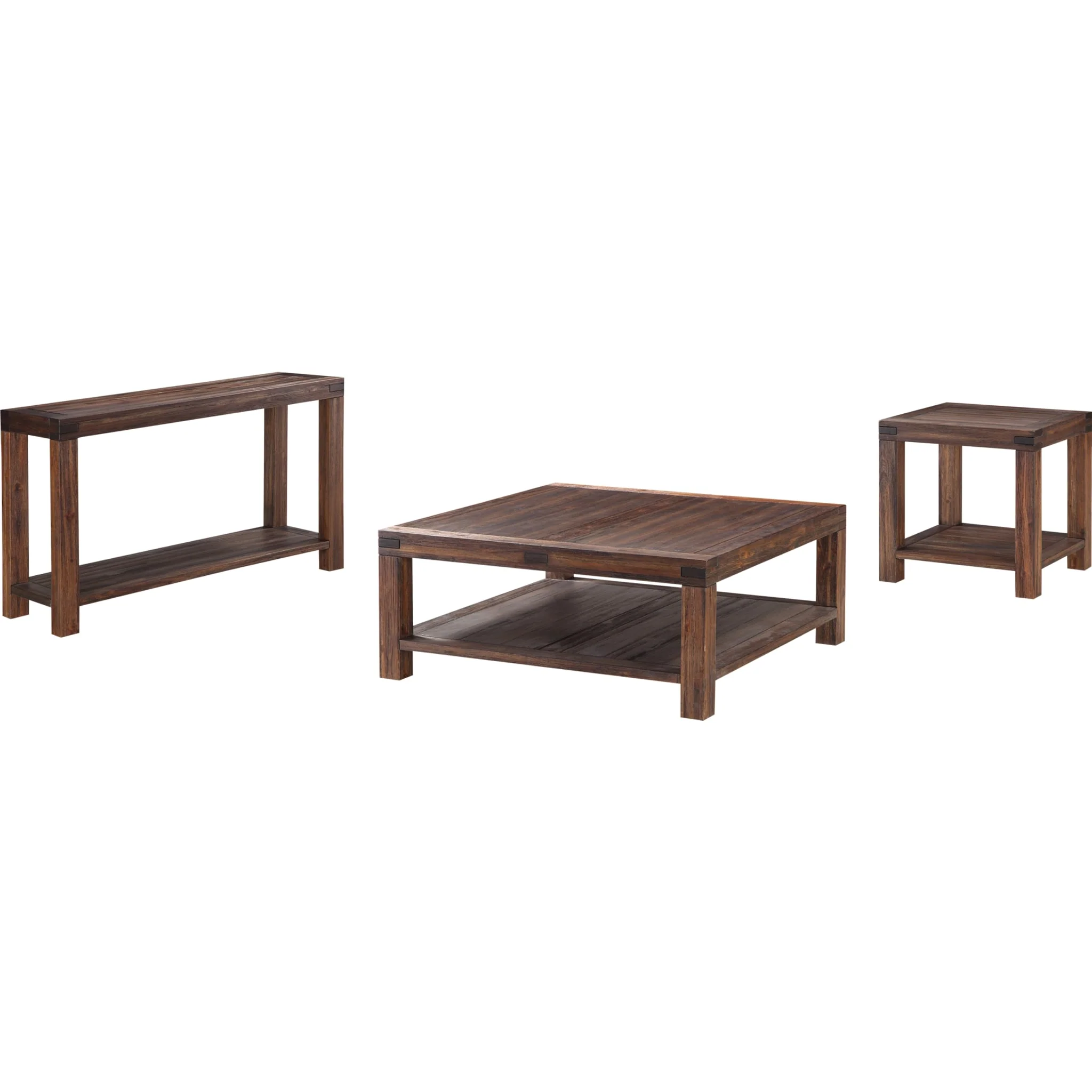 Meadow Solid Wood Rectangular Side Table in Brick Brown - Image 5