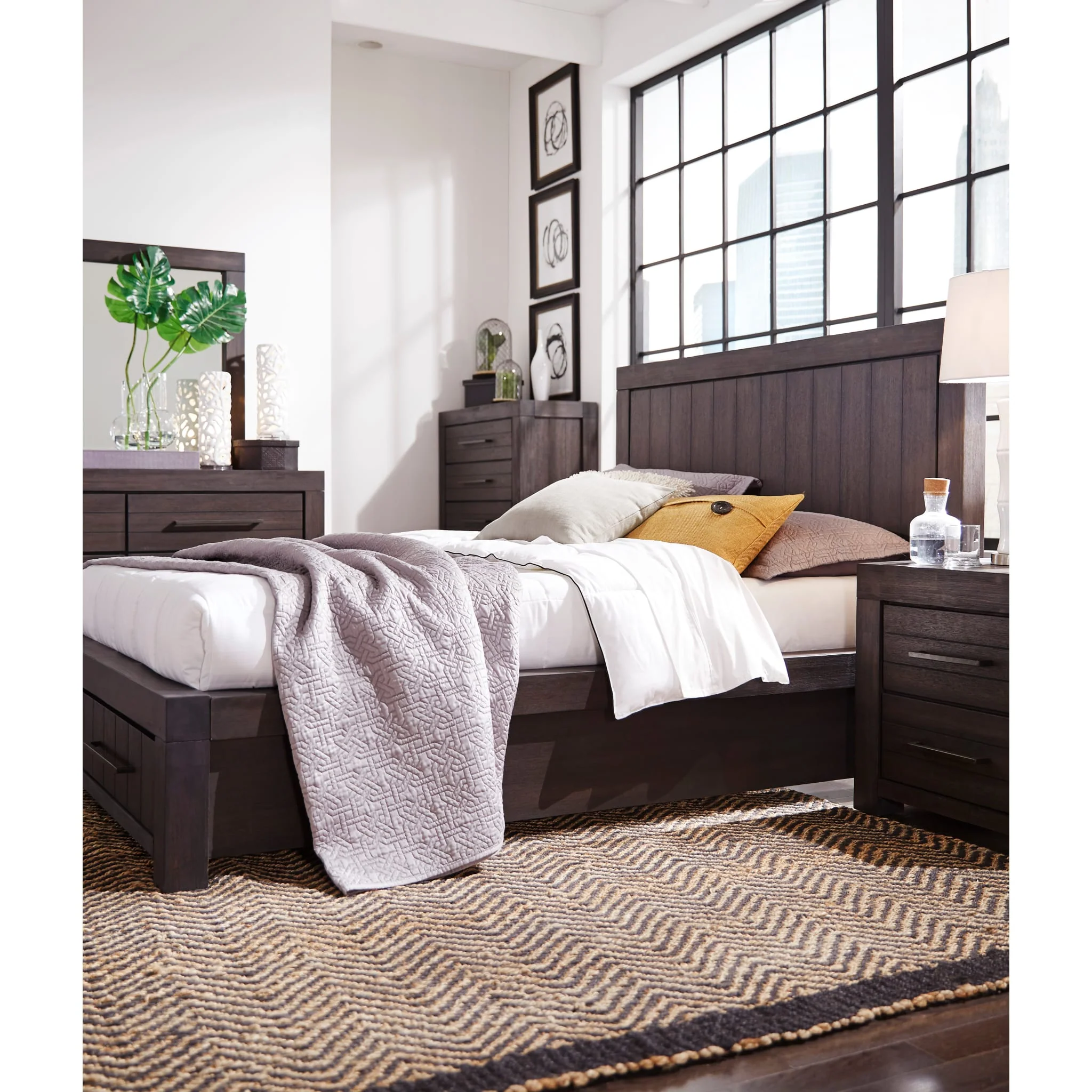 Heath Two Drawer Wood Storage Bed in Basalt Grey - Image 6