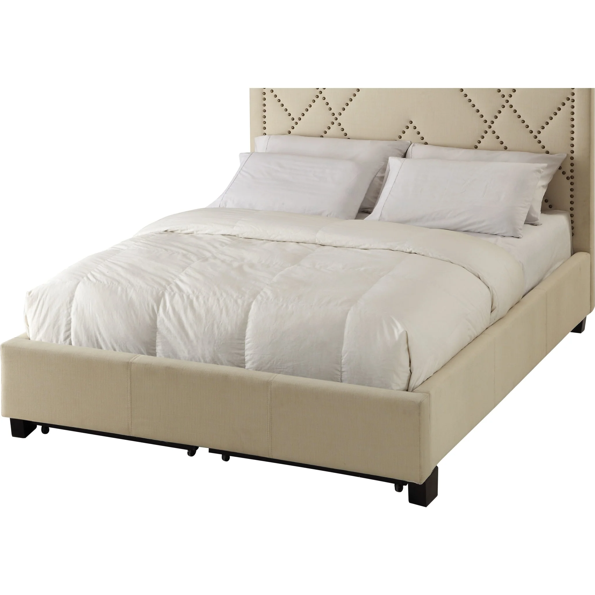 Vienne Nailhead Upholstered Platform Storage Bed in Powder - Image 5