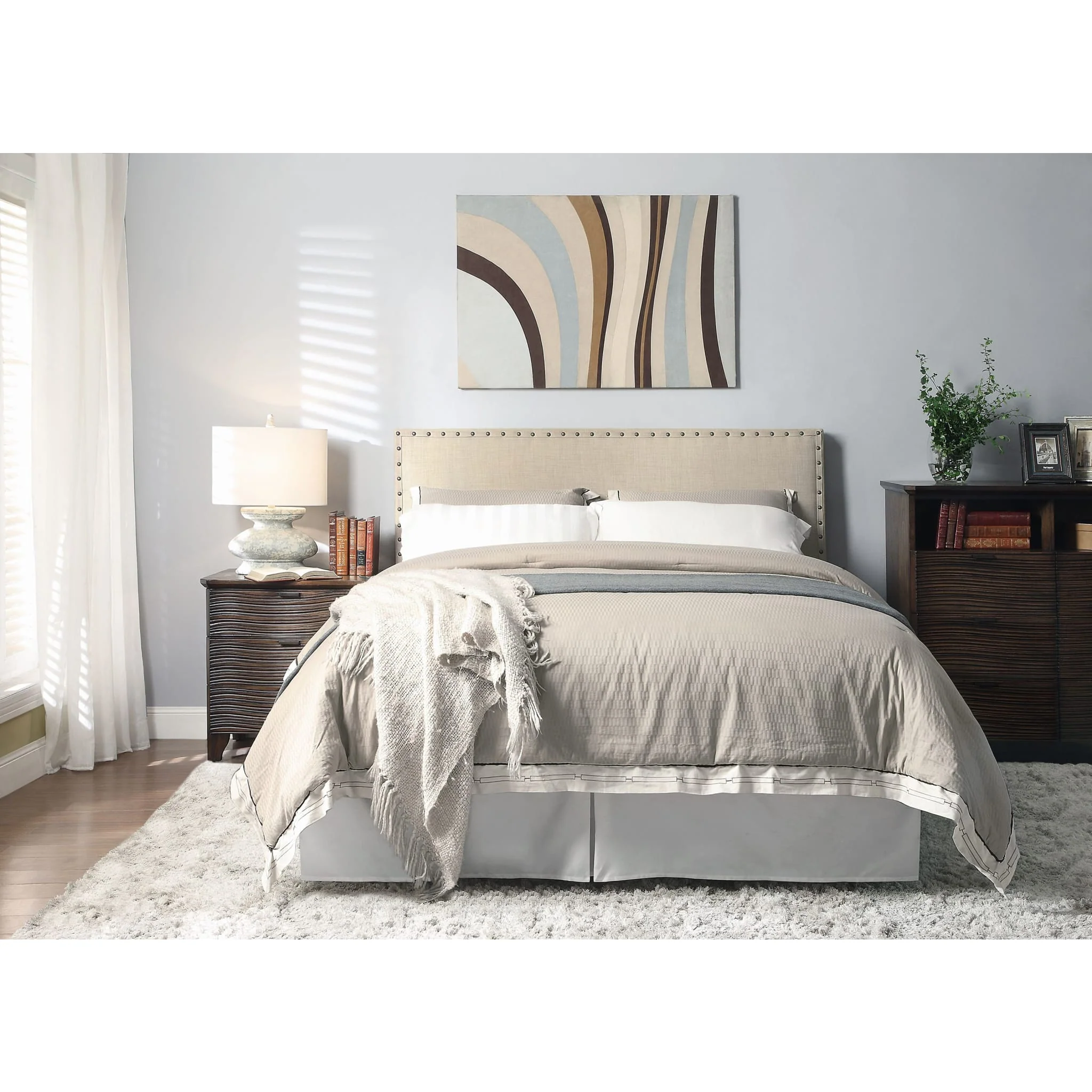 Tavel Nailhead Footboard Storage Bed in Toast Linen - Image 3