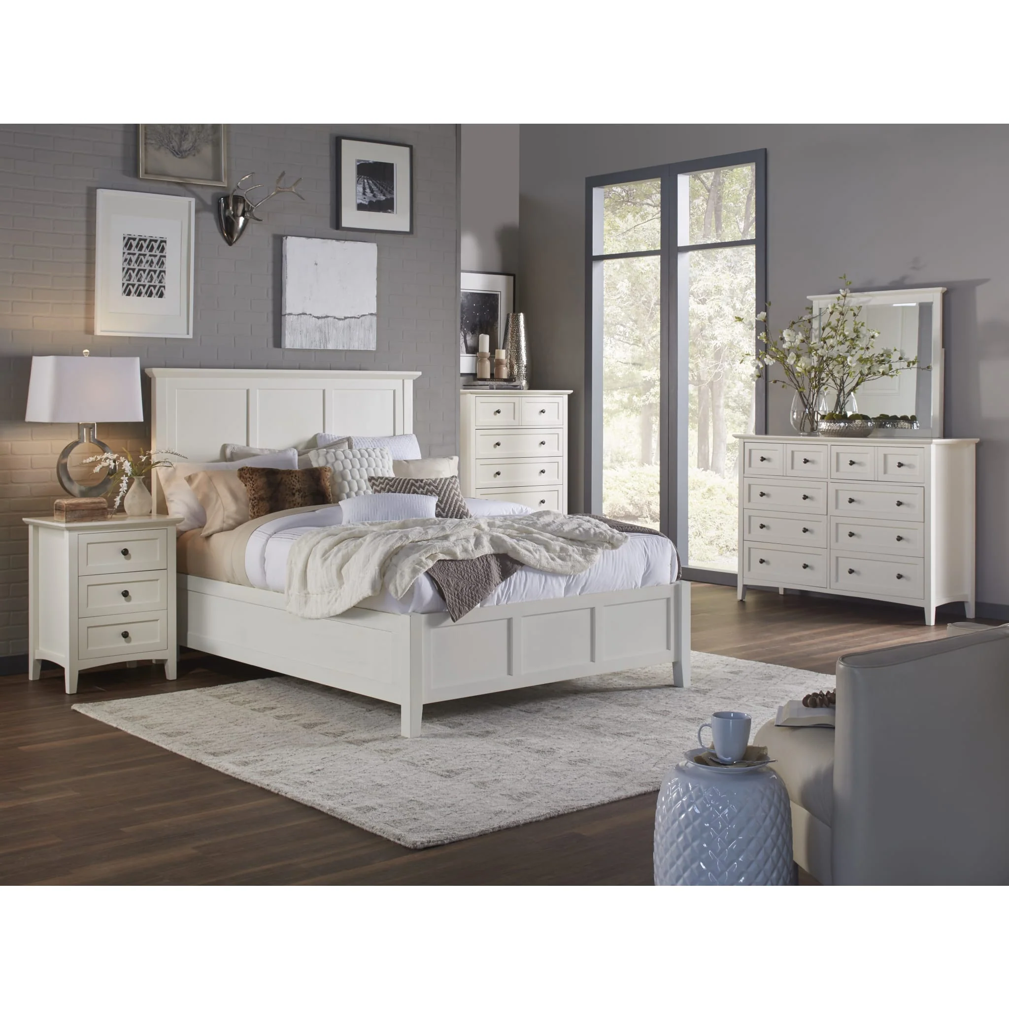 Paragon Wood Panel Bed in White - Image 2