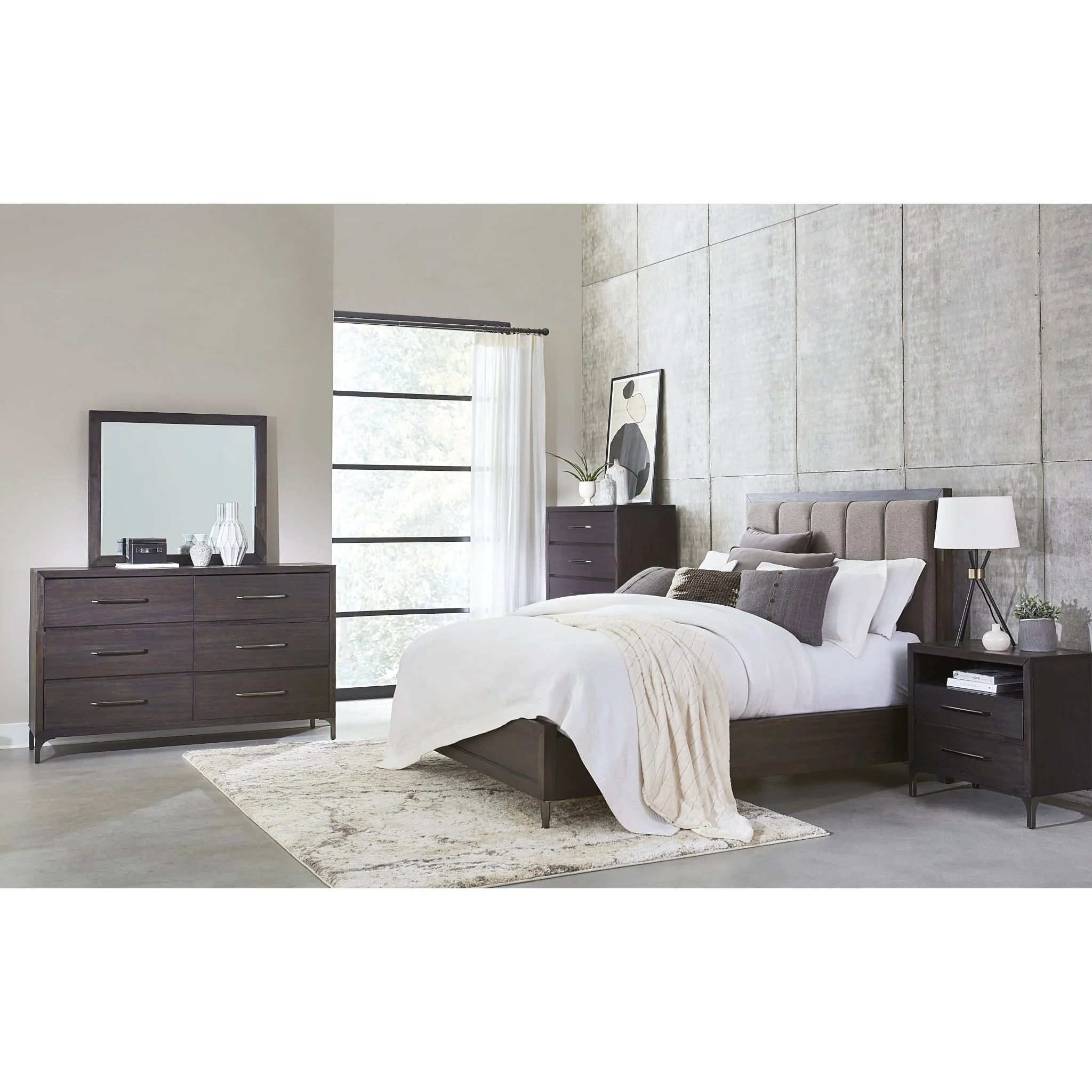 Lucerne Upholstered Panel Bed in Vintage Coffee - Image 3