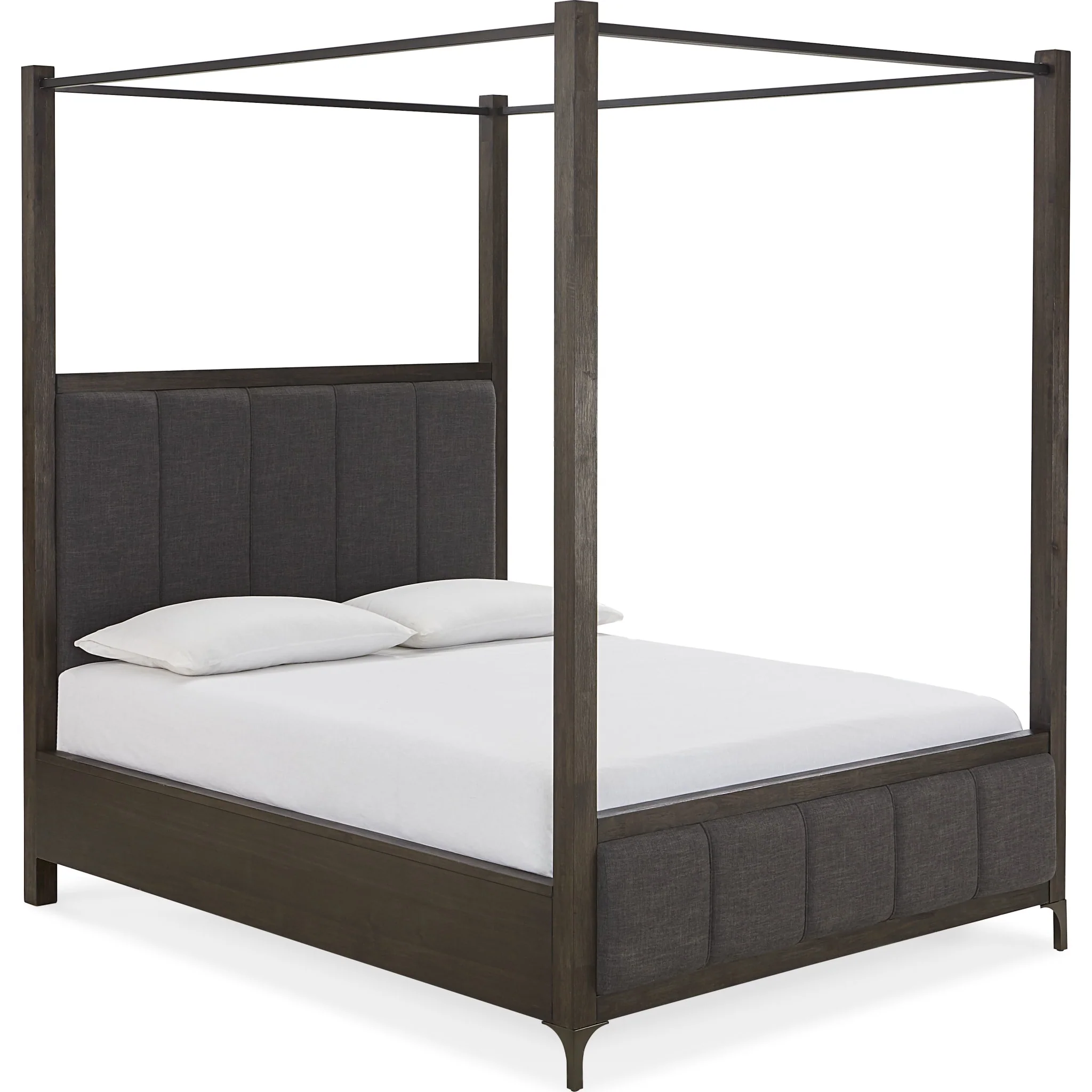Lucerne Upholstered Canopy Bed in Vintage Coffee - Image 5