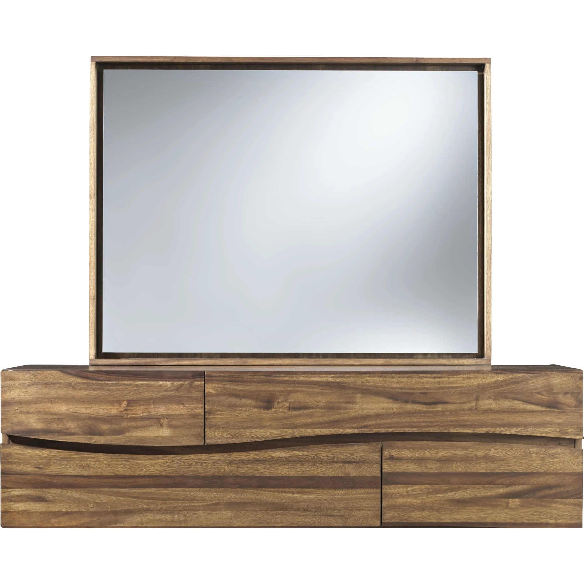 Ocean Solid Wood Floating Glass Mirror in Natural Sengon - Image 3