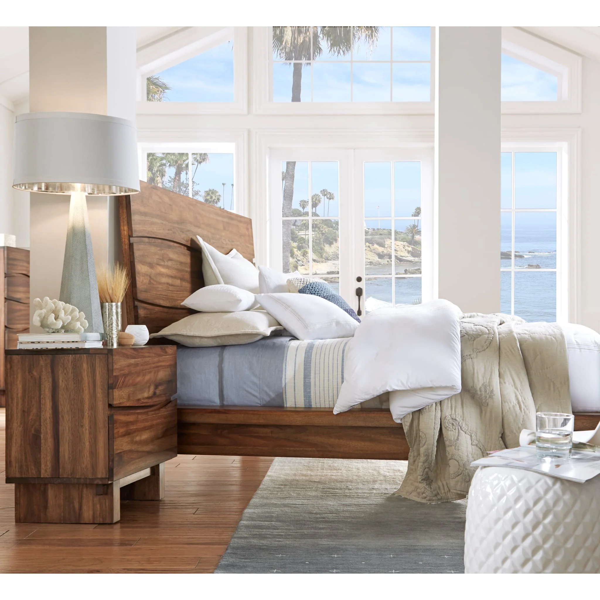 Ocean Solid Wood Platform Bed in Natural Sengon - Image 4