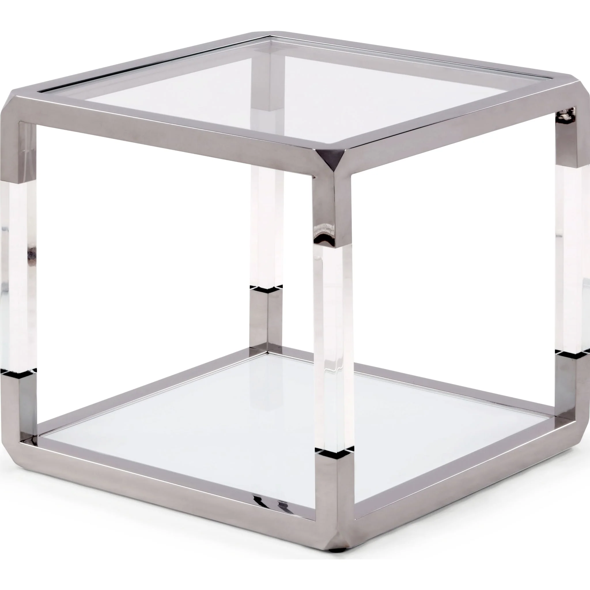 Jasper End Table in Acrylic/White Glass/PSS - Image 4