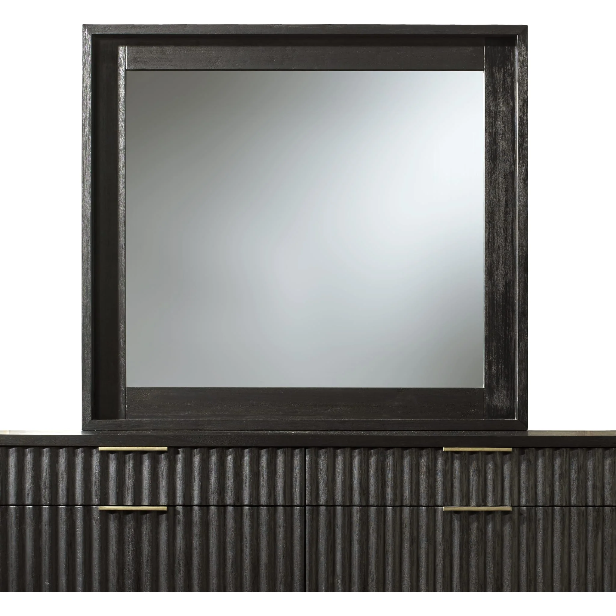 Kentfield Solid Wood Beveled Glass Mirror in Black Drifted Oak - Image 3
