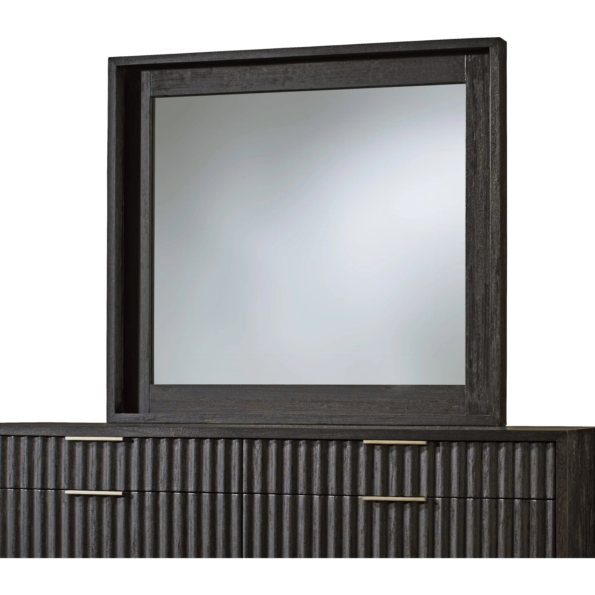 Kentfield Solid Wood Beveled Glass Mirror in Black Drifted Oak - Image 4