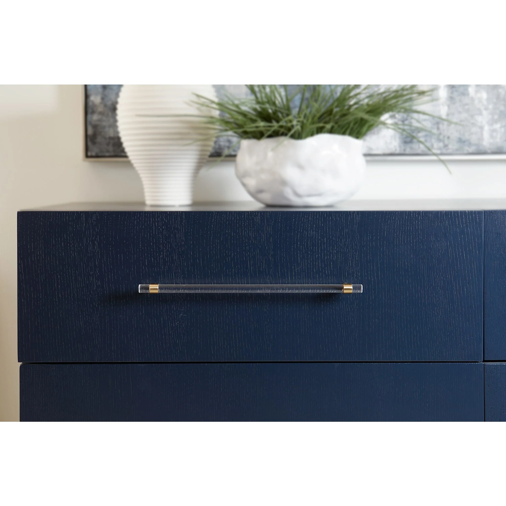 Argento Six Drawer Dresser in Navy Blue and Burnished Brass (2024) - Image 4