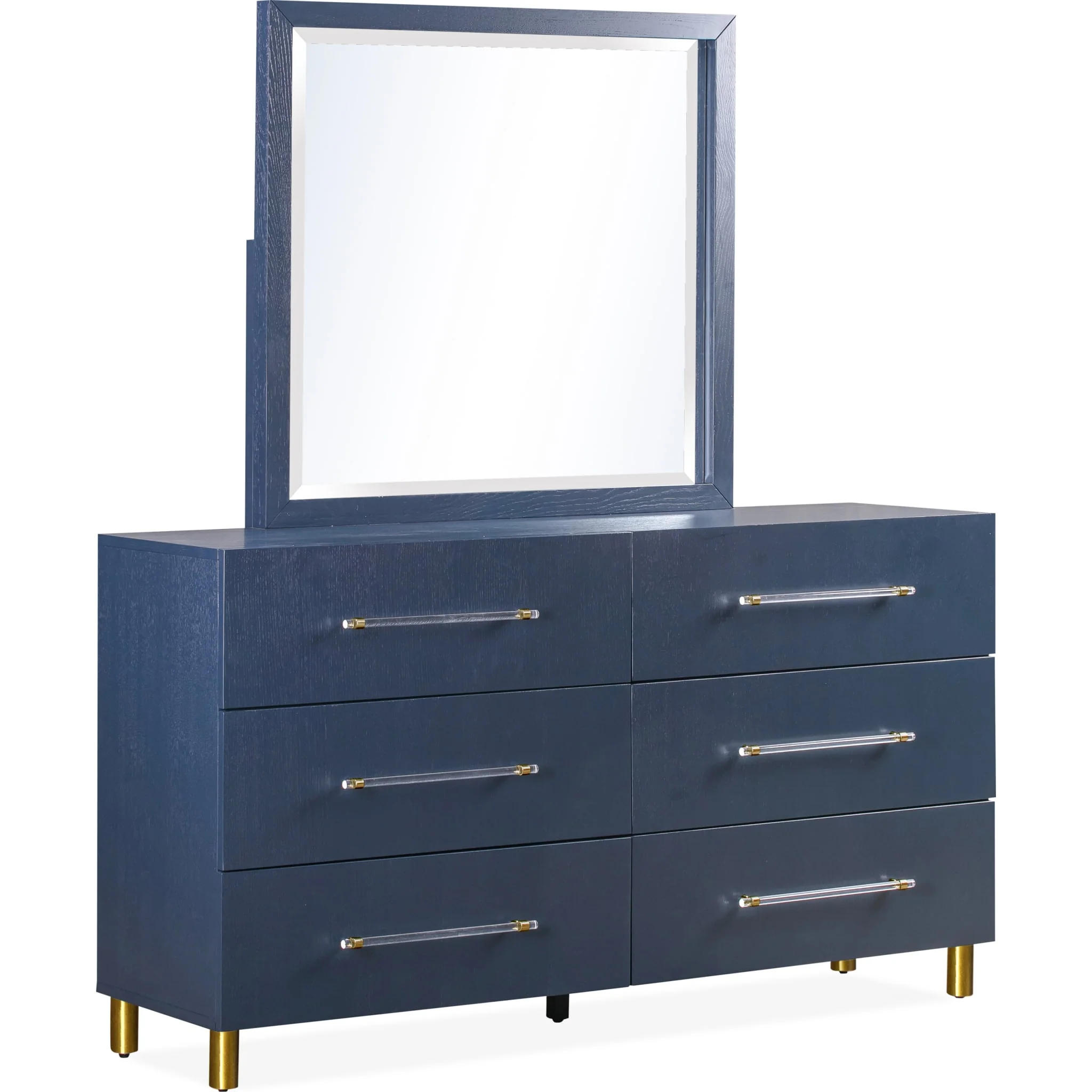Argento Beveled Glass Wall or Dresser Mirror in Navy Blue - Image 5
