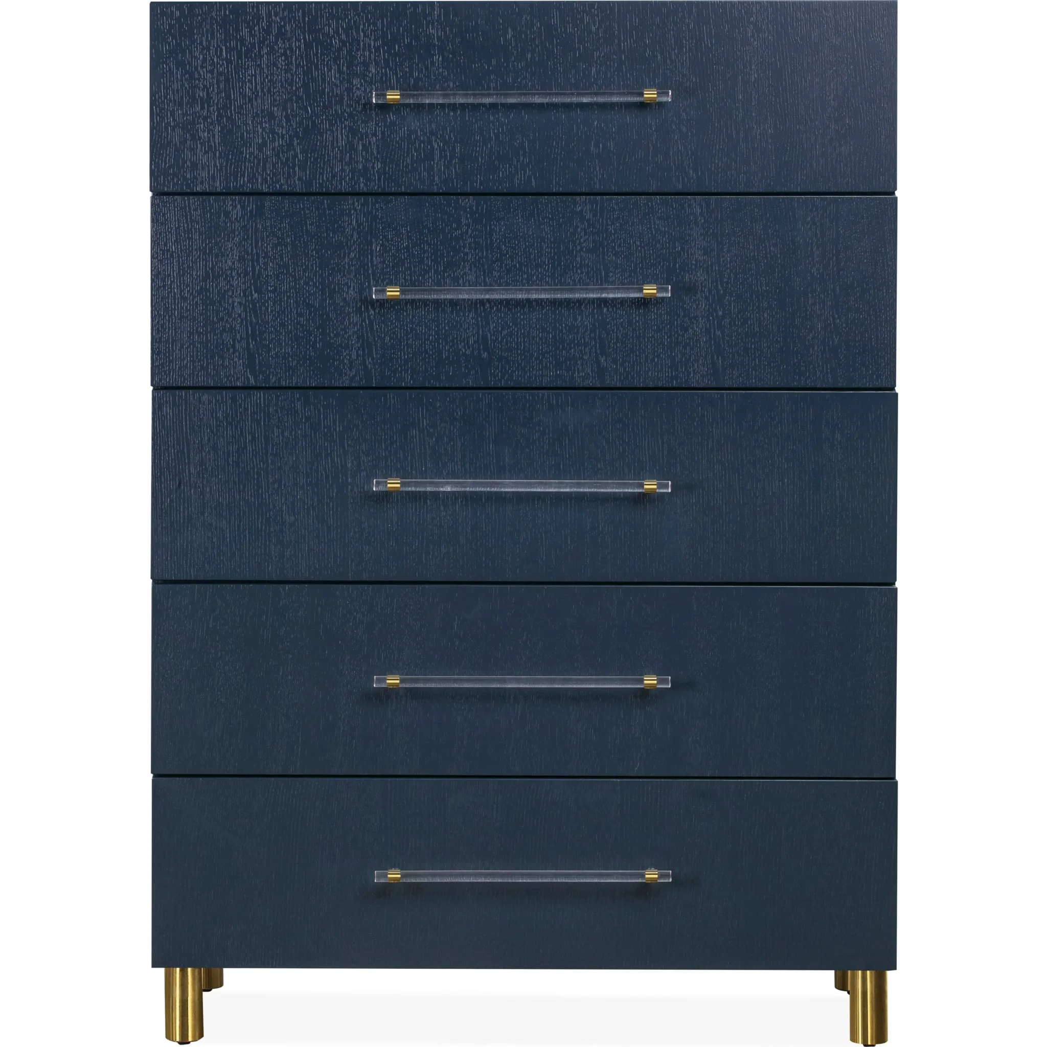 Argento Five Drawer Chest in Navy Blue and Burnished Brass (2024) - Image 5