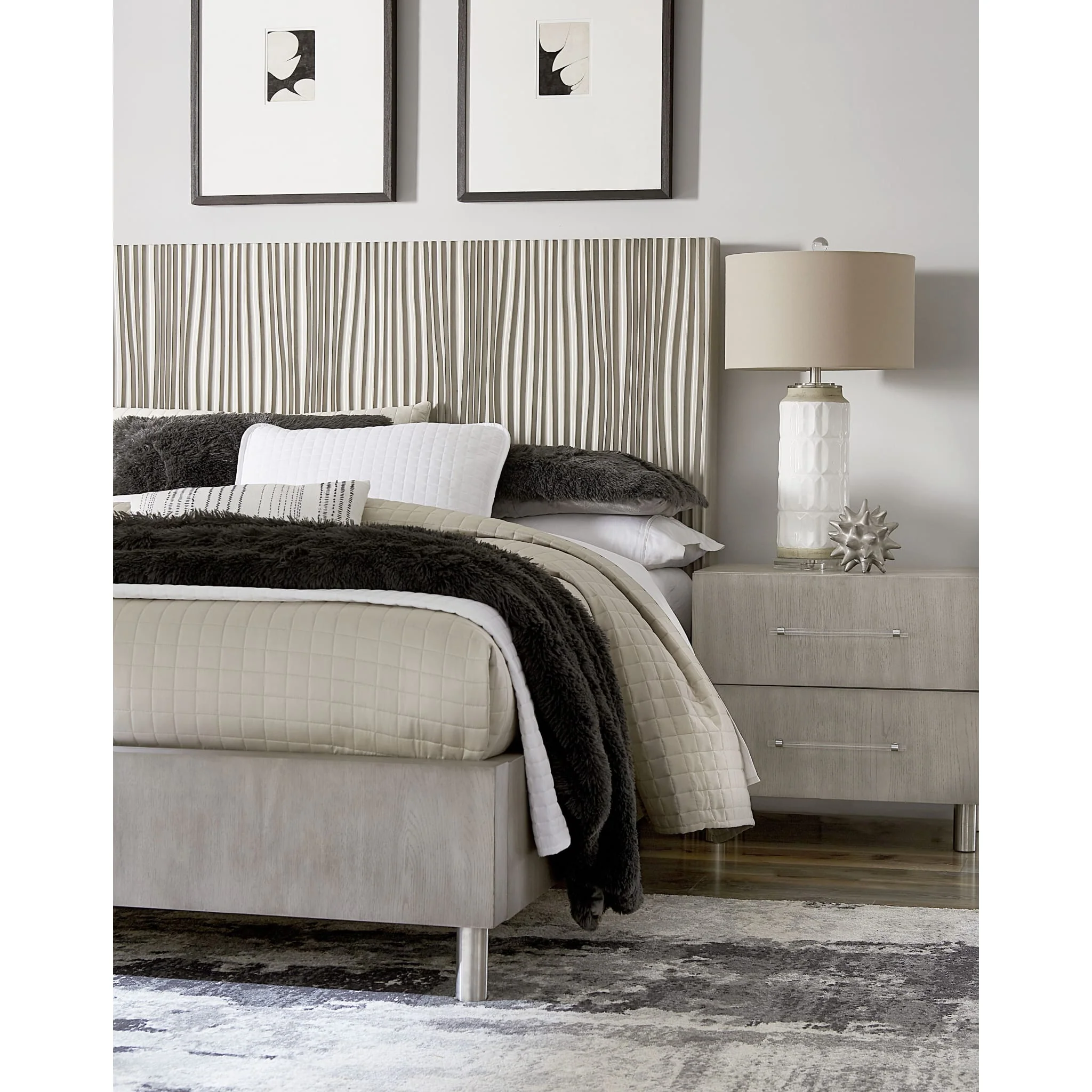 Argento Wave-Patterned Bed in Misty Grey - Image 3
