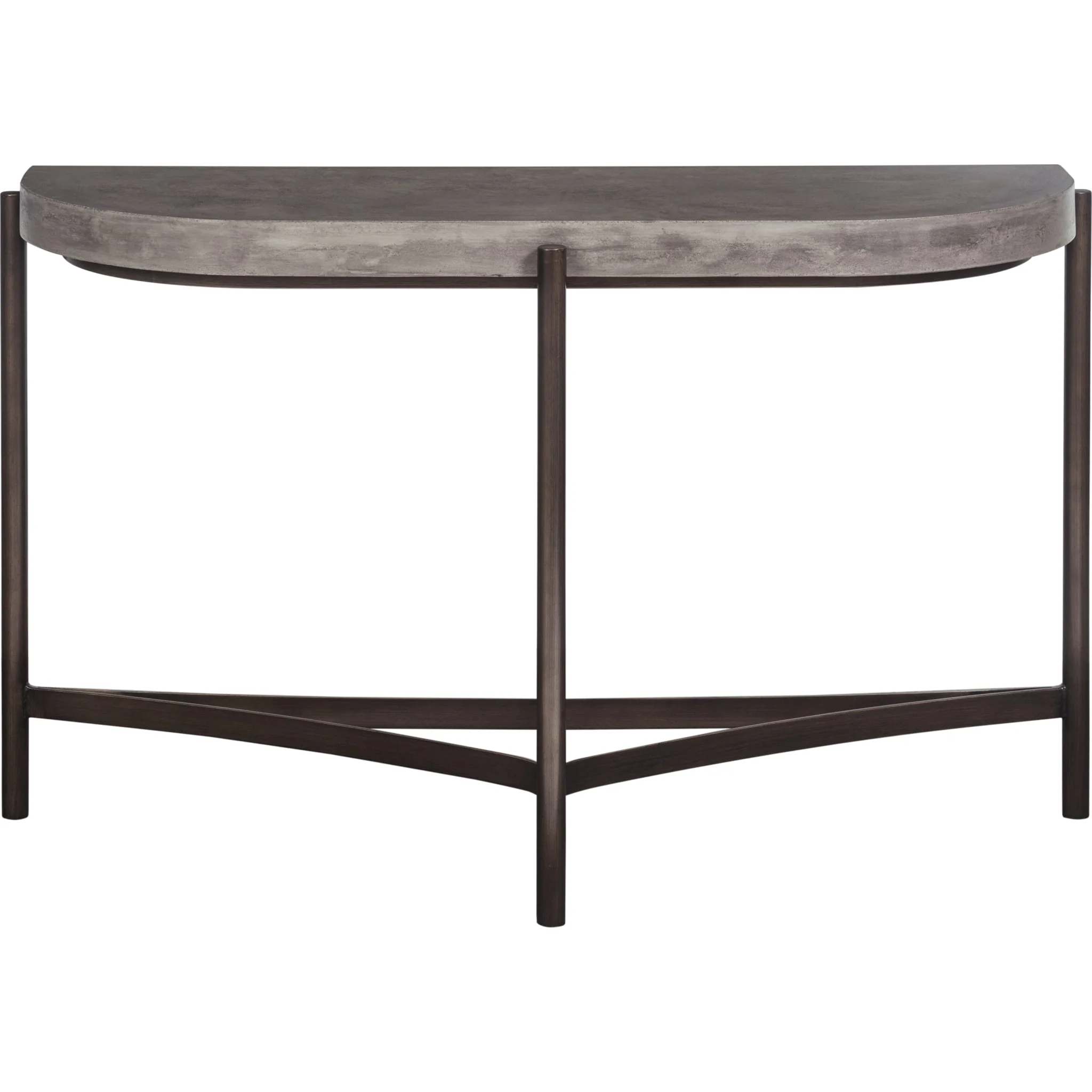 Lyon Semi-circular Natural Concrete and Metal Console Table - Image 3