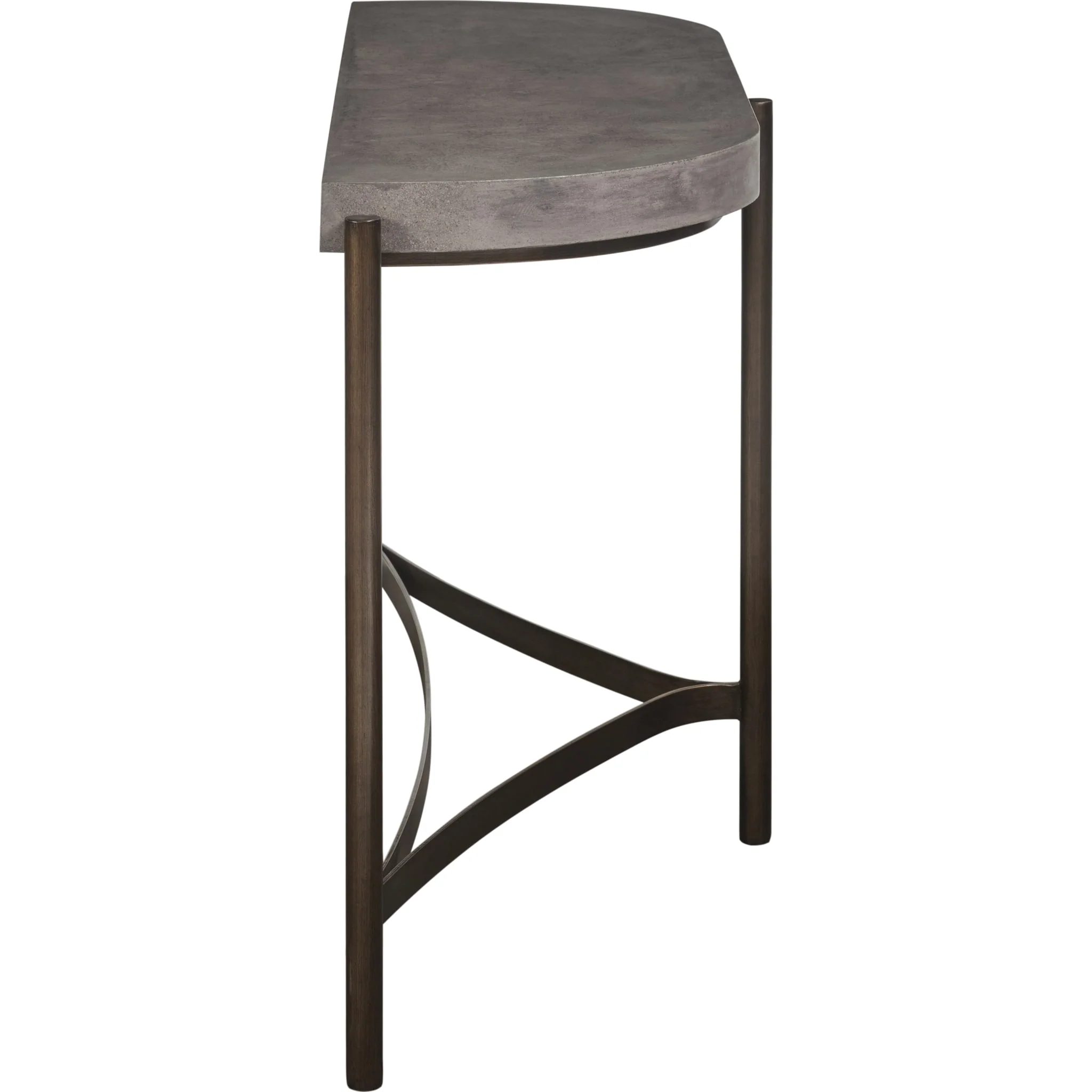 Lyon Semi-circular Natural Concrete and Metal Console Table - Image 4