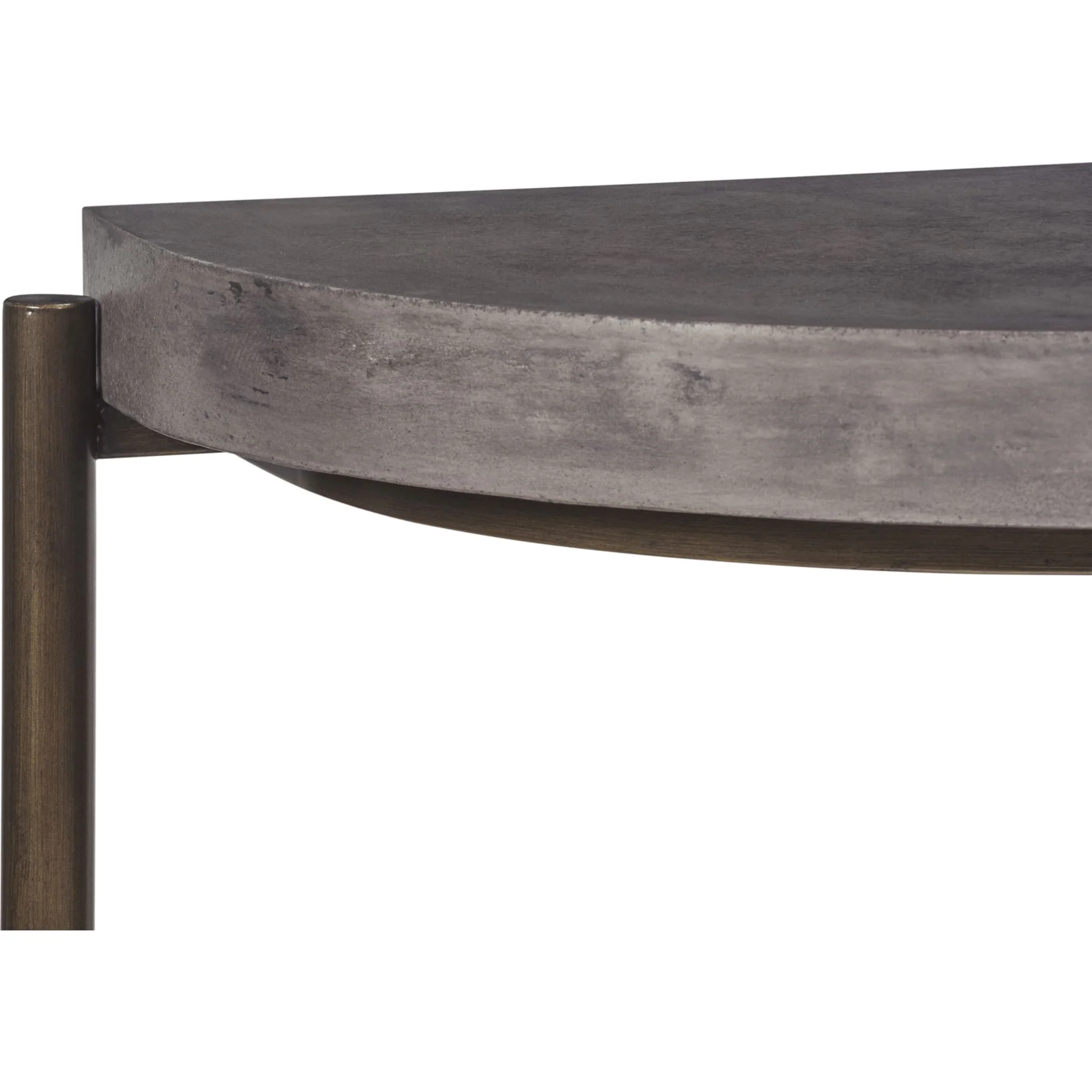 Lyon Semi-circular Natural Concrete and Metal Console Table - Image 5