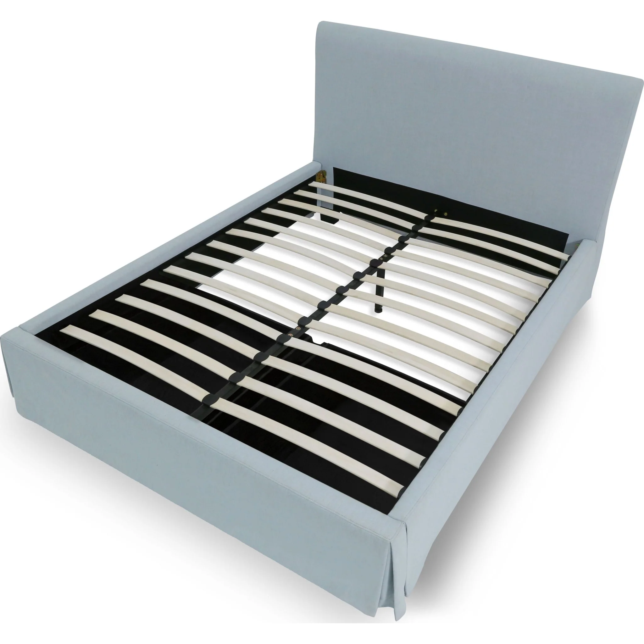 Shelby Skirted Footboard Storage Panel Bed in Sky - Image 7