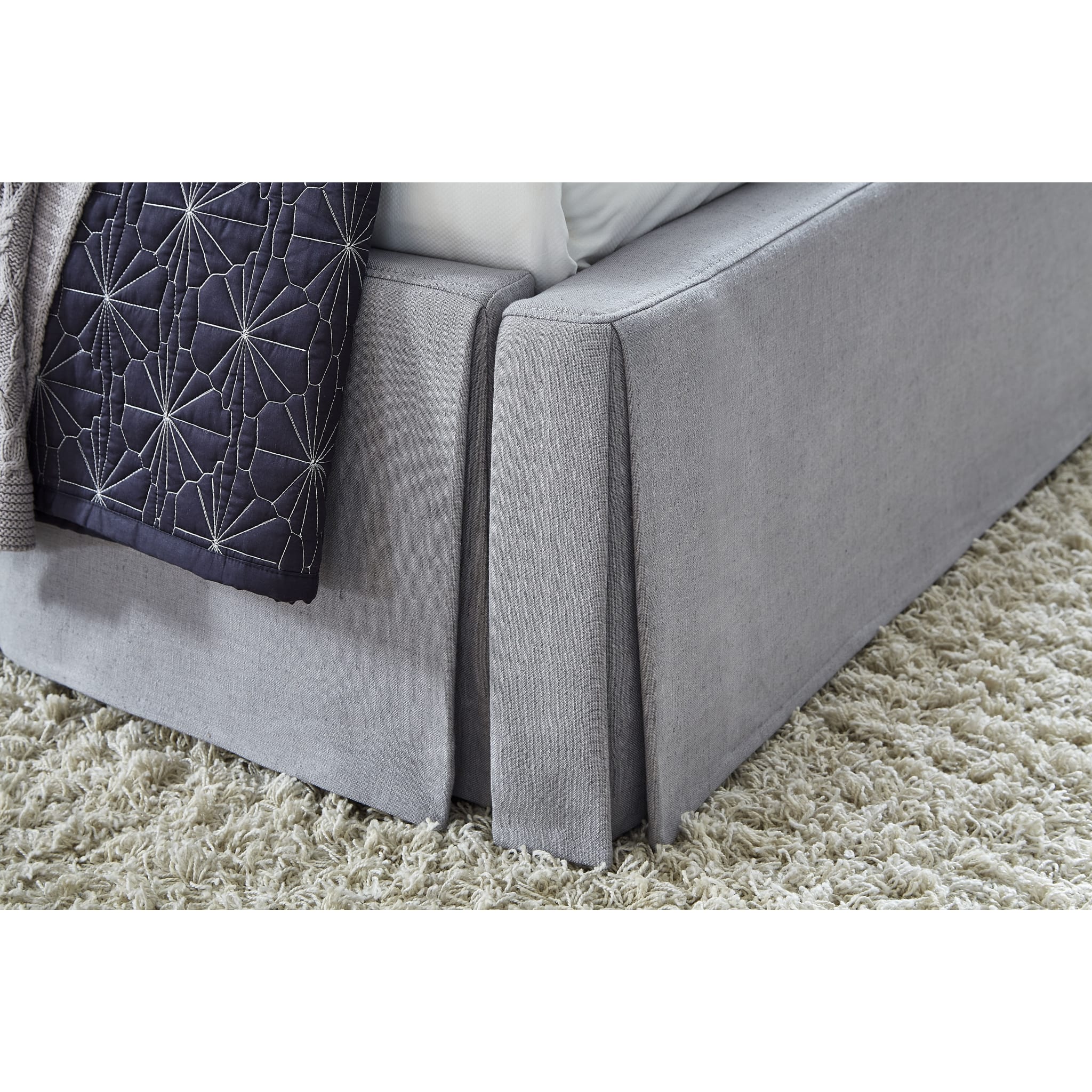 Cresta Upholstered Skirted Panel Bed in Fog - Image 3