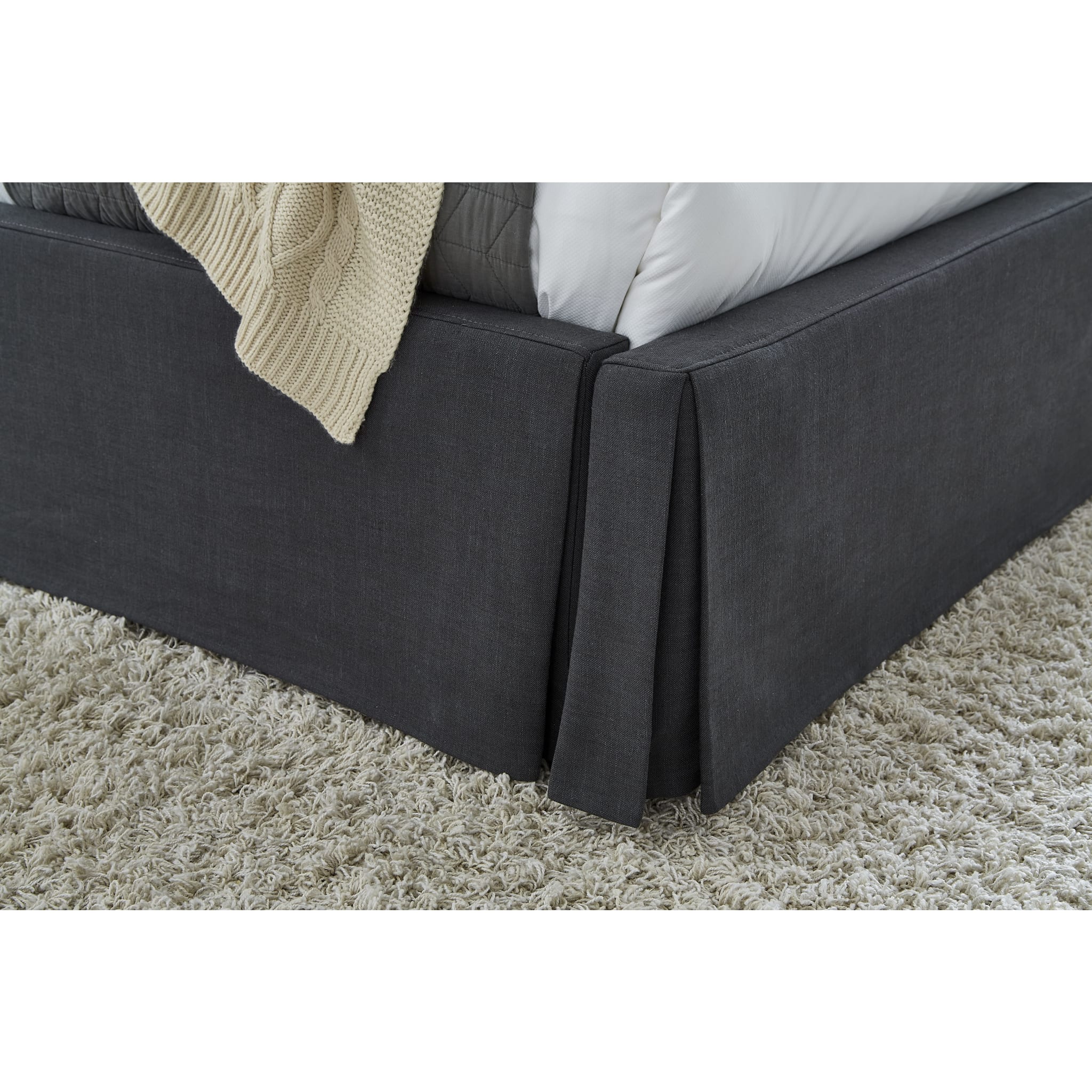 Cheviot UpholsteredSkirted Storage Panel Bed in Iron - Image 3