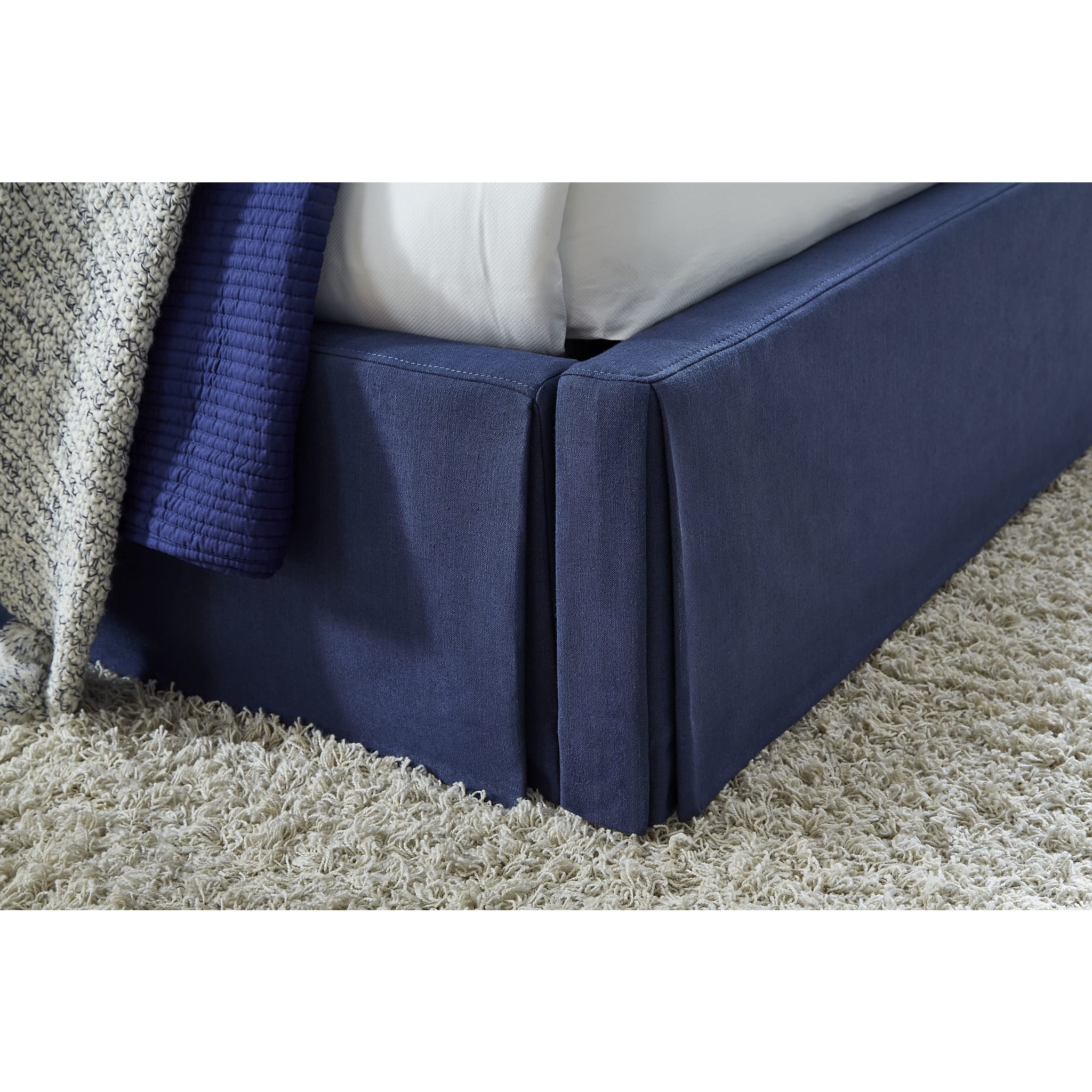 Sur Skirted Footboard Storage Panel Bed in Navy - Image 3