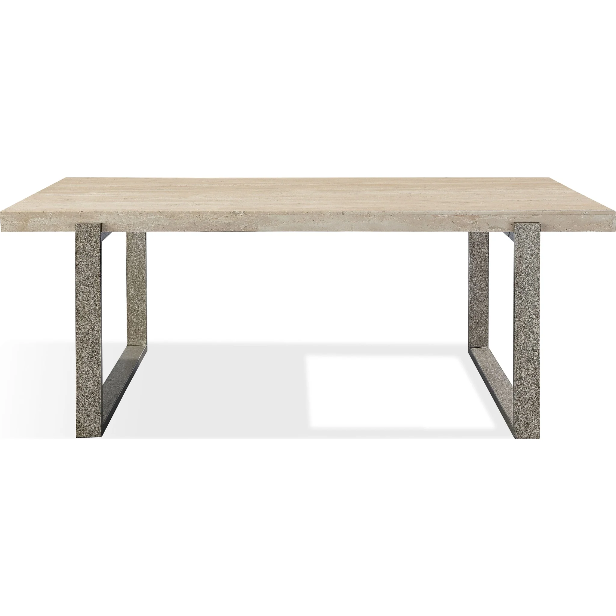 Ariela Natural Travertine Coffee Table with Bronze Metal Base - Image 6