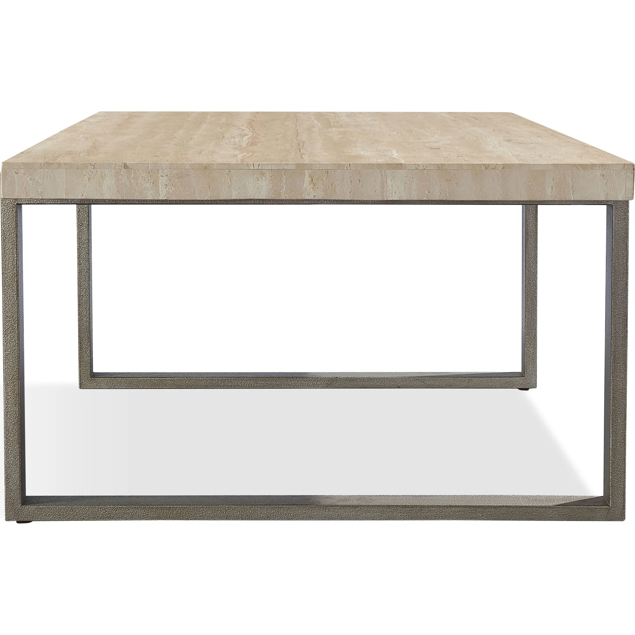 Ariela Natural Travertine Coffee Table with Bronze Metal Base - Image 7