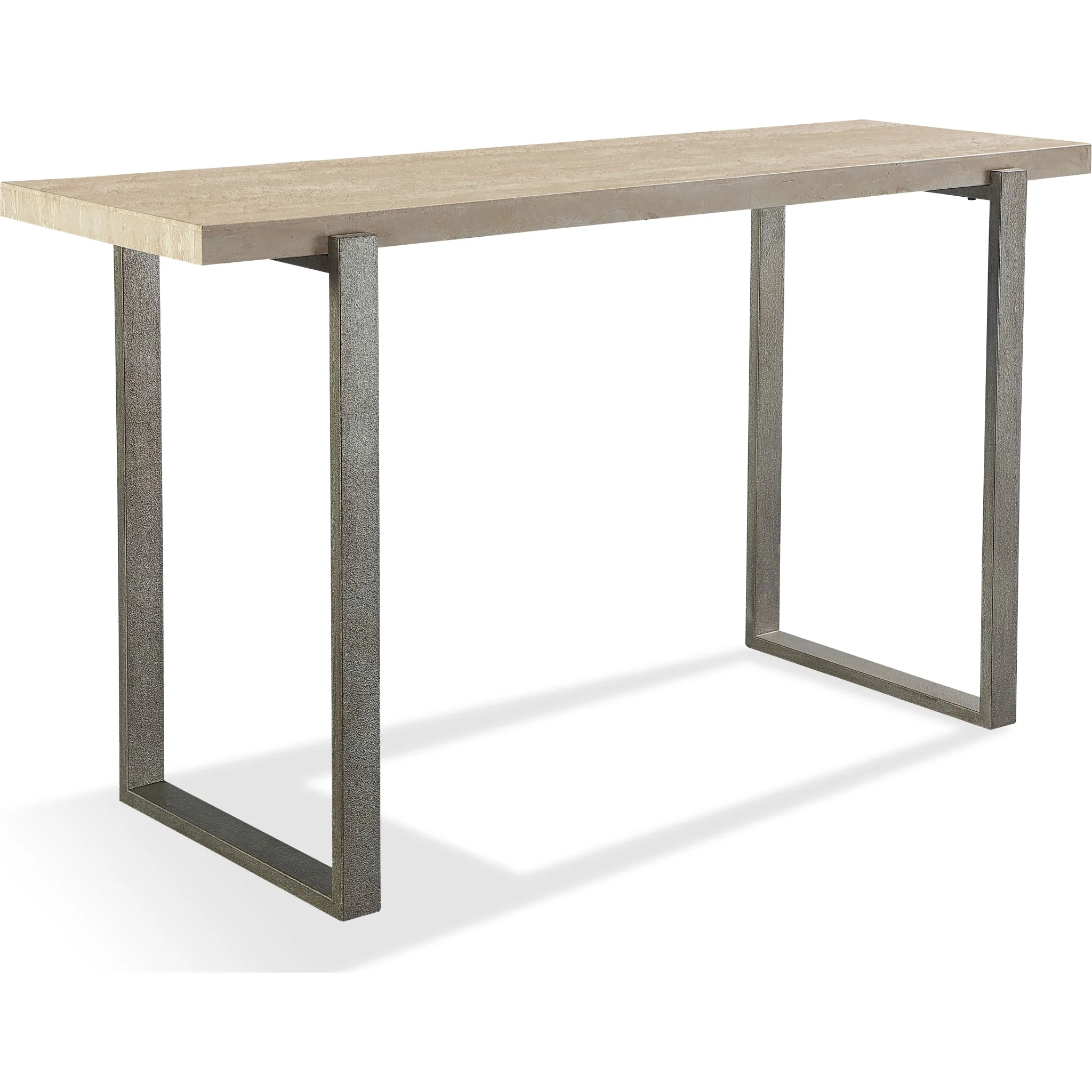 Ariela Natural Travertine Console Table with Bronze Metal Base - Image 5