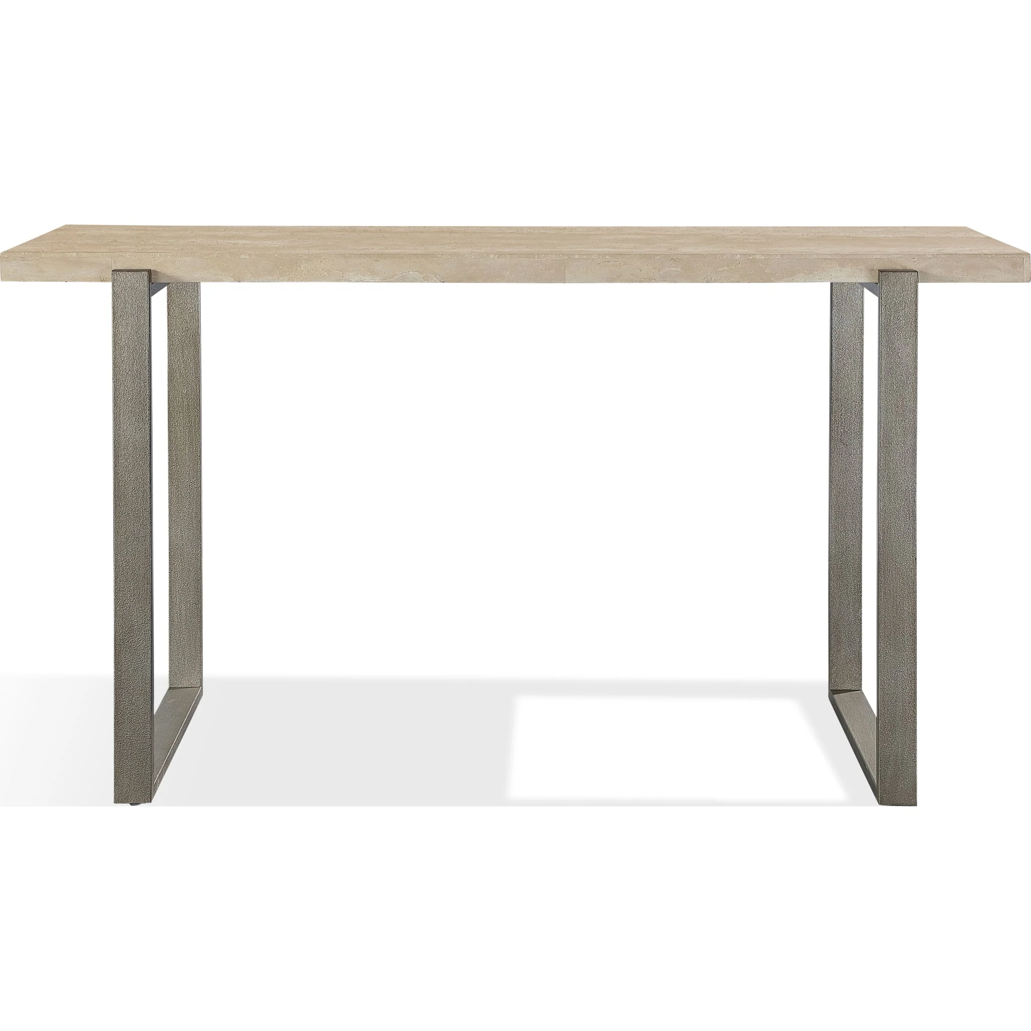 Ariela Natural Travertine Console Table with Bronze Metal Base - Image 6