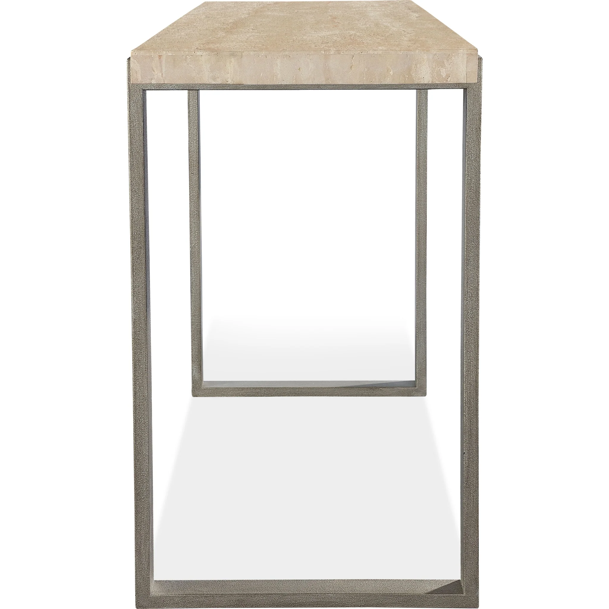 Ariela Natural Travertine Console Table with Bronze Metal Base - Image 7