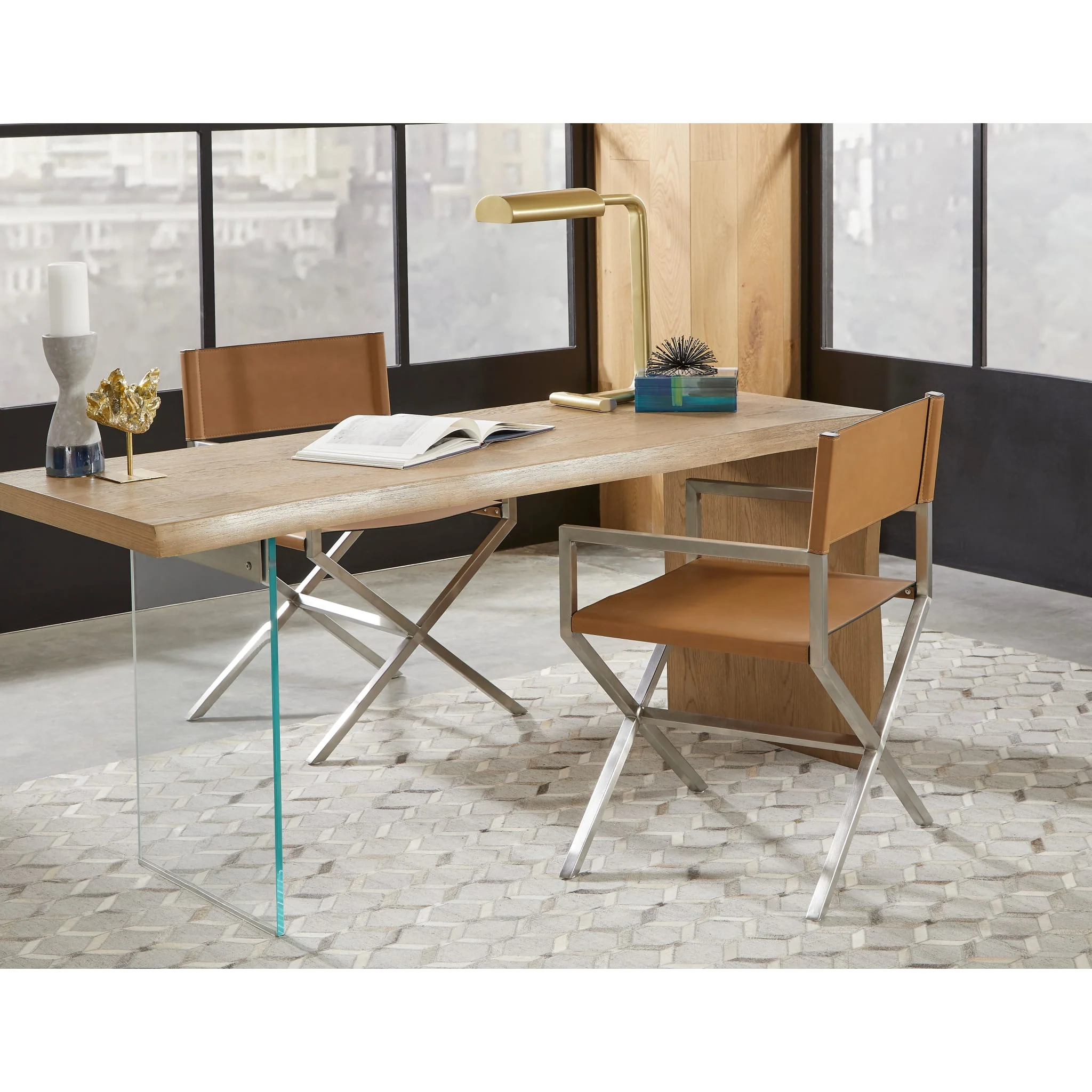 One Modern Coastal Writing Desk in White Oak and Glass - Image 6