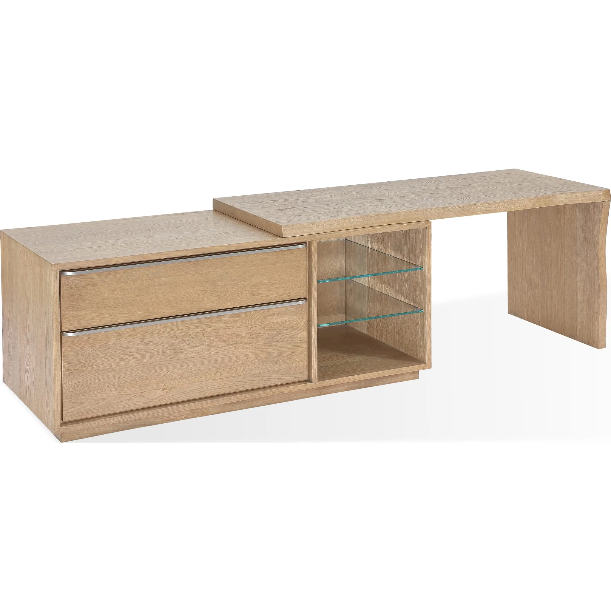 One Live Edge Edge Executive Desk in White Oak and Glass - Image 3