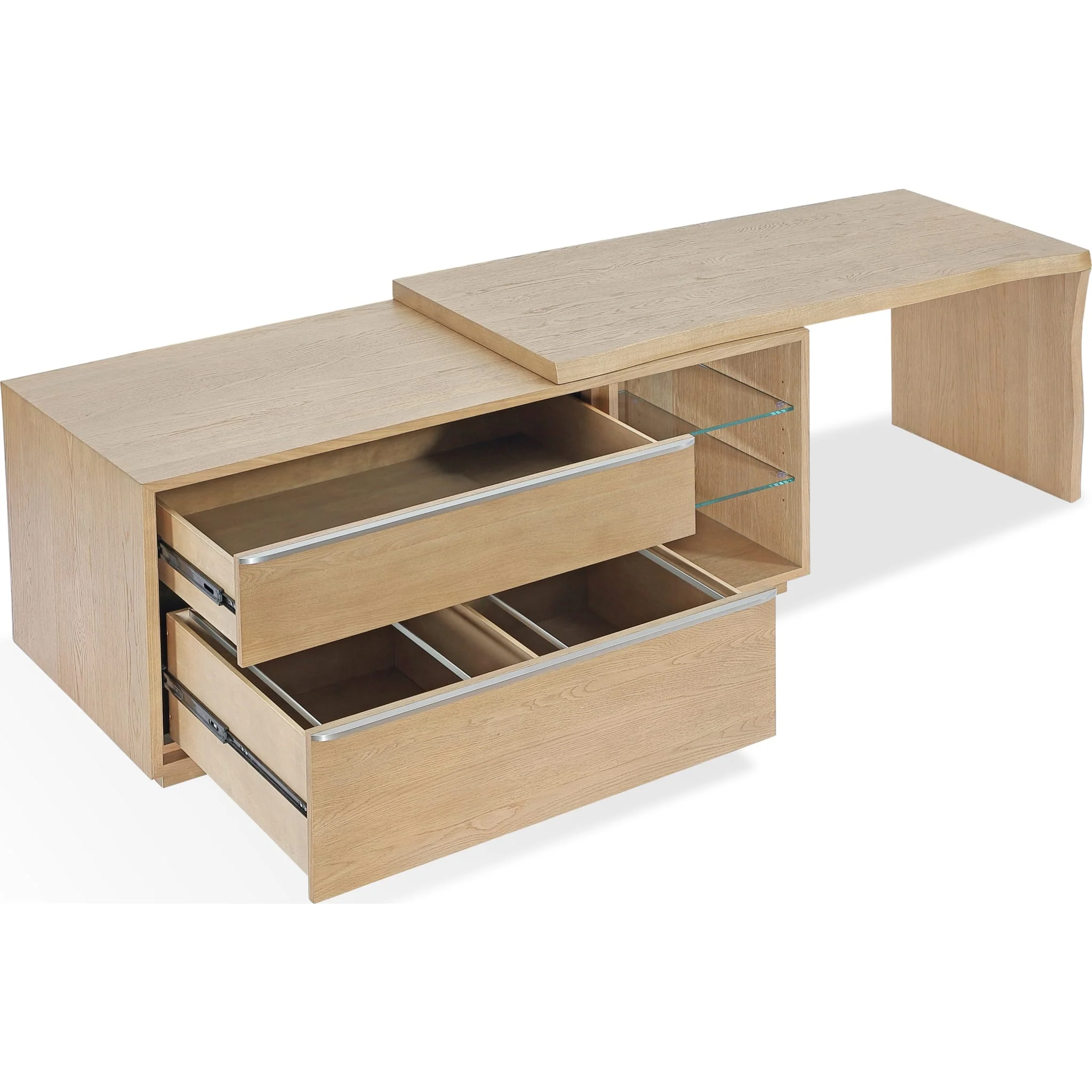 One Live Edge Edge Executive Desk in White Oak and Glass - Image 4