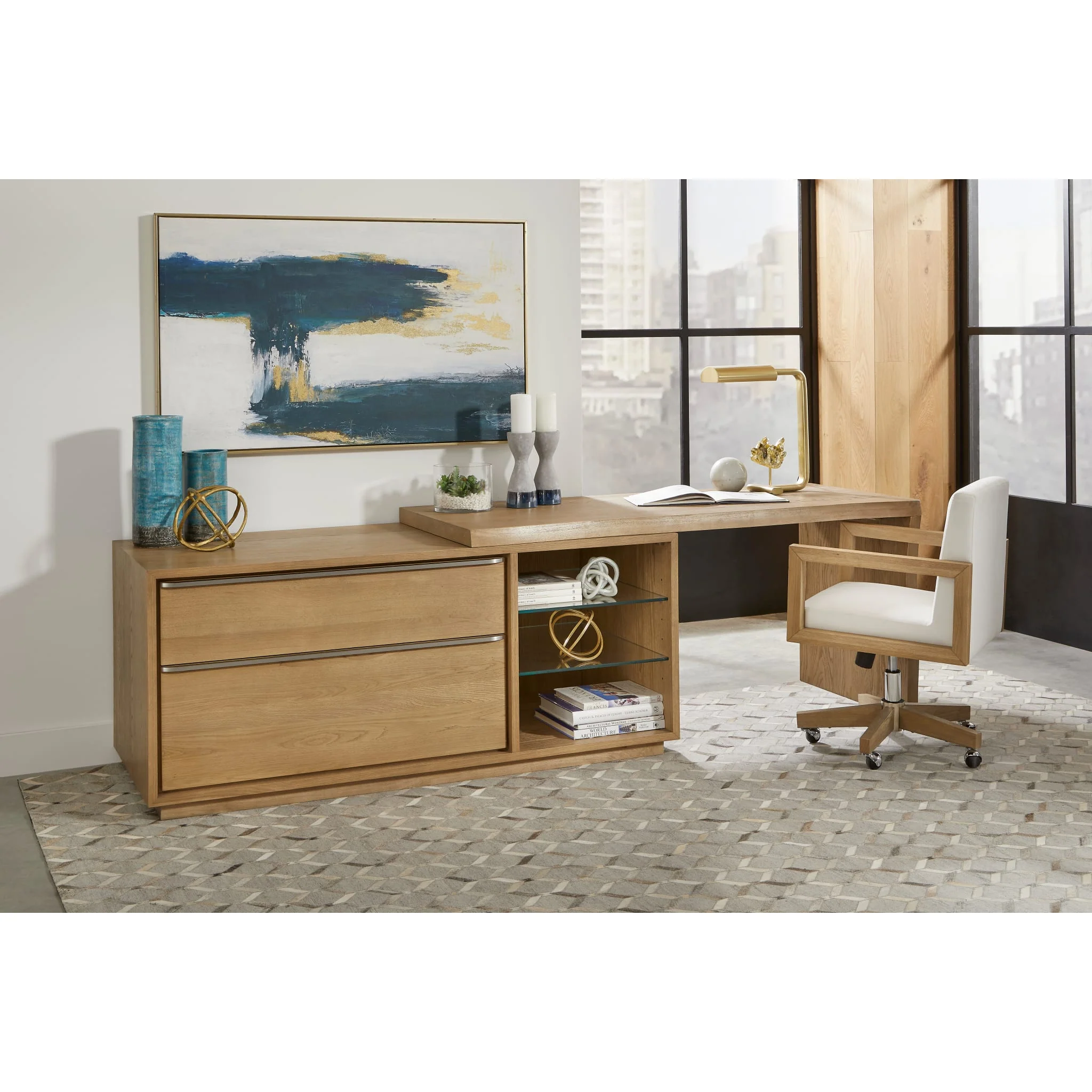 One Live Edge Edge Executive Desk in White Oak and Glass - Image 5