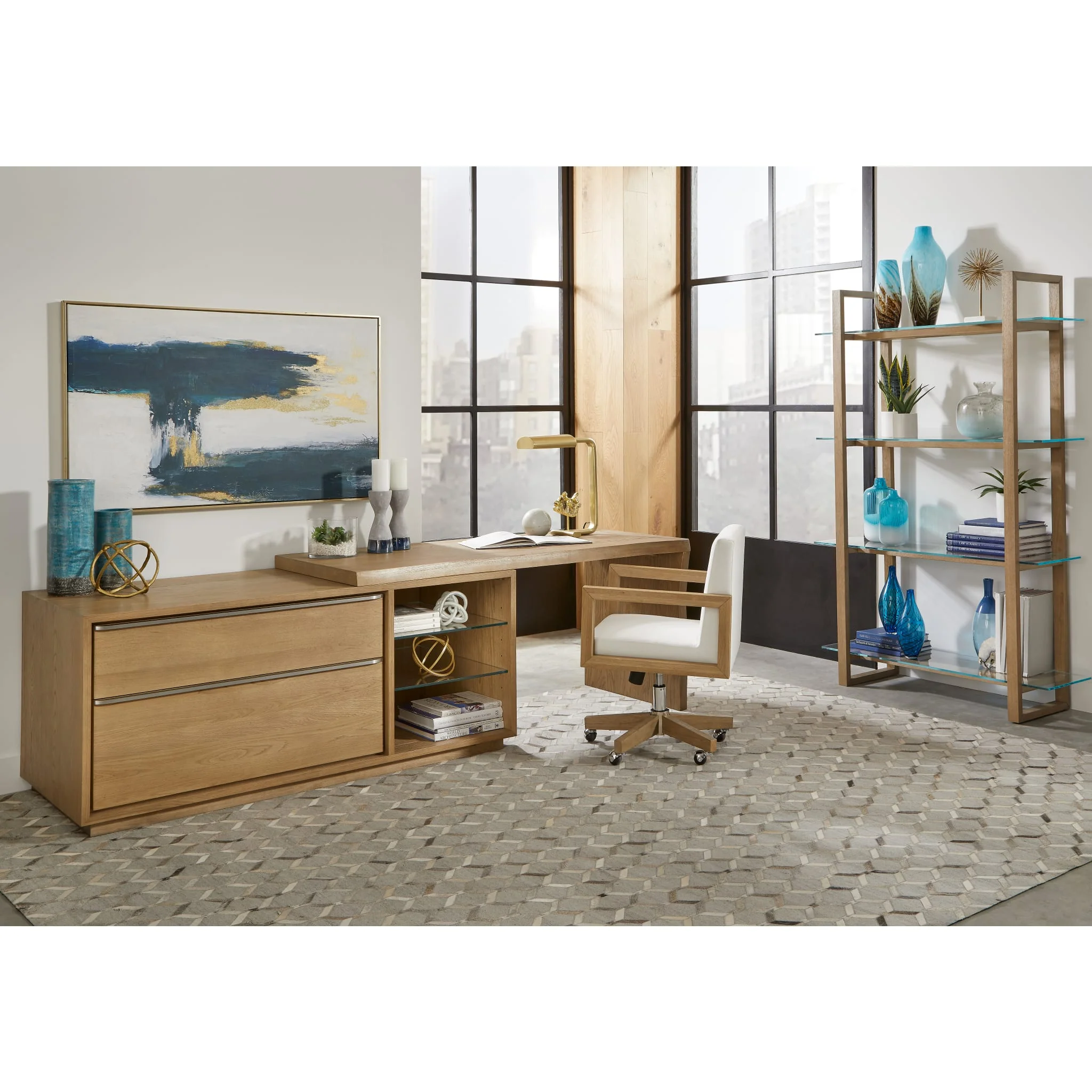 One Live Edge Edge Executive Desk in White Oak and Glass - Image 7