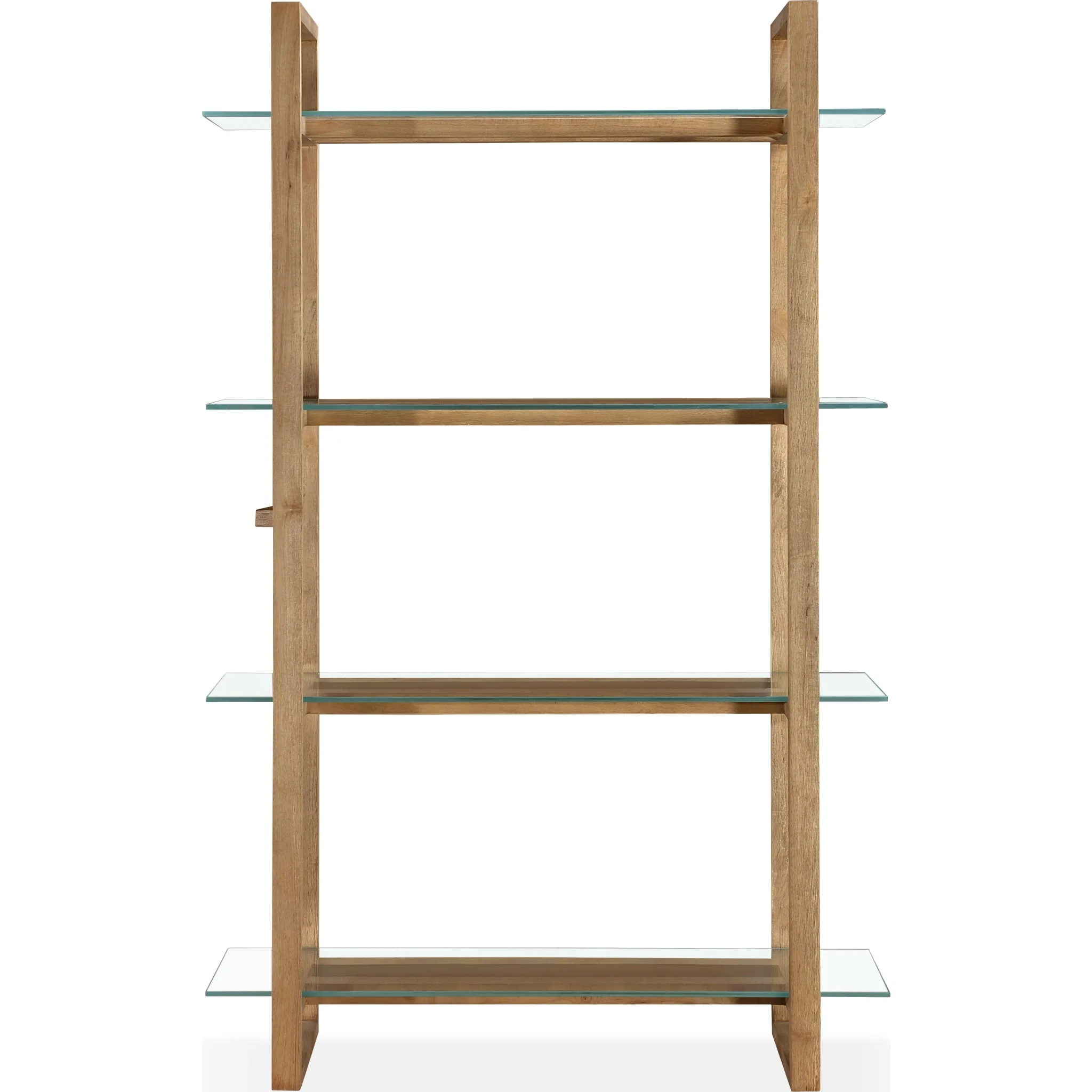 One Modern Coastal Glass Shelf Bookcase in Solid Wood - Image 3