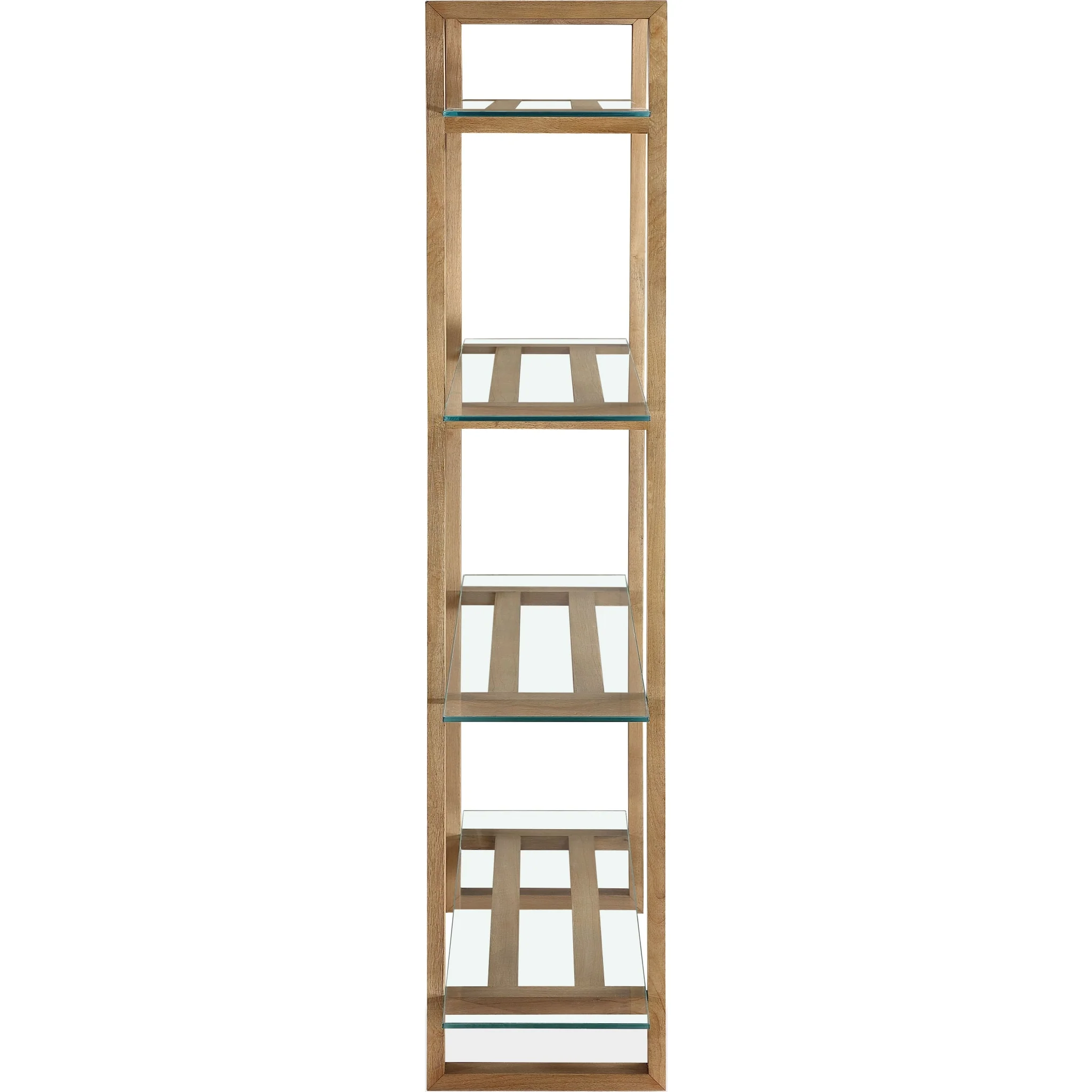 One Modern Coastal Glass Shelf Bookcase in Solid Wood - Image 4