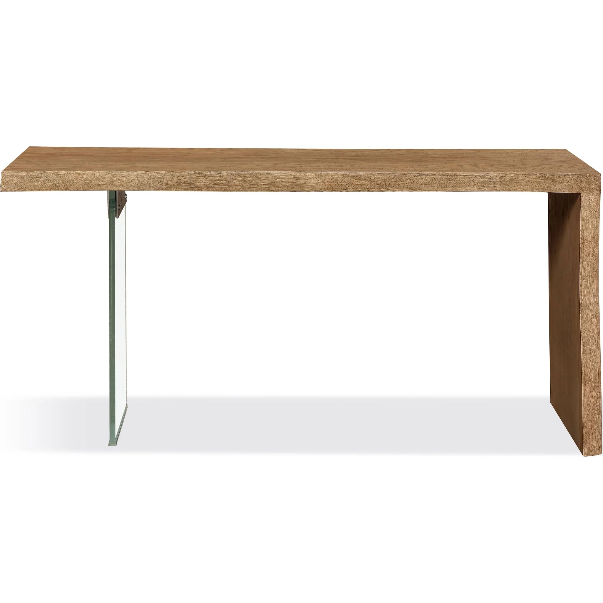 One Live-Edge White Oak and Glass Console Table in Bisque - Image 3