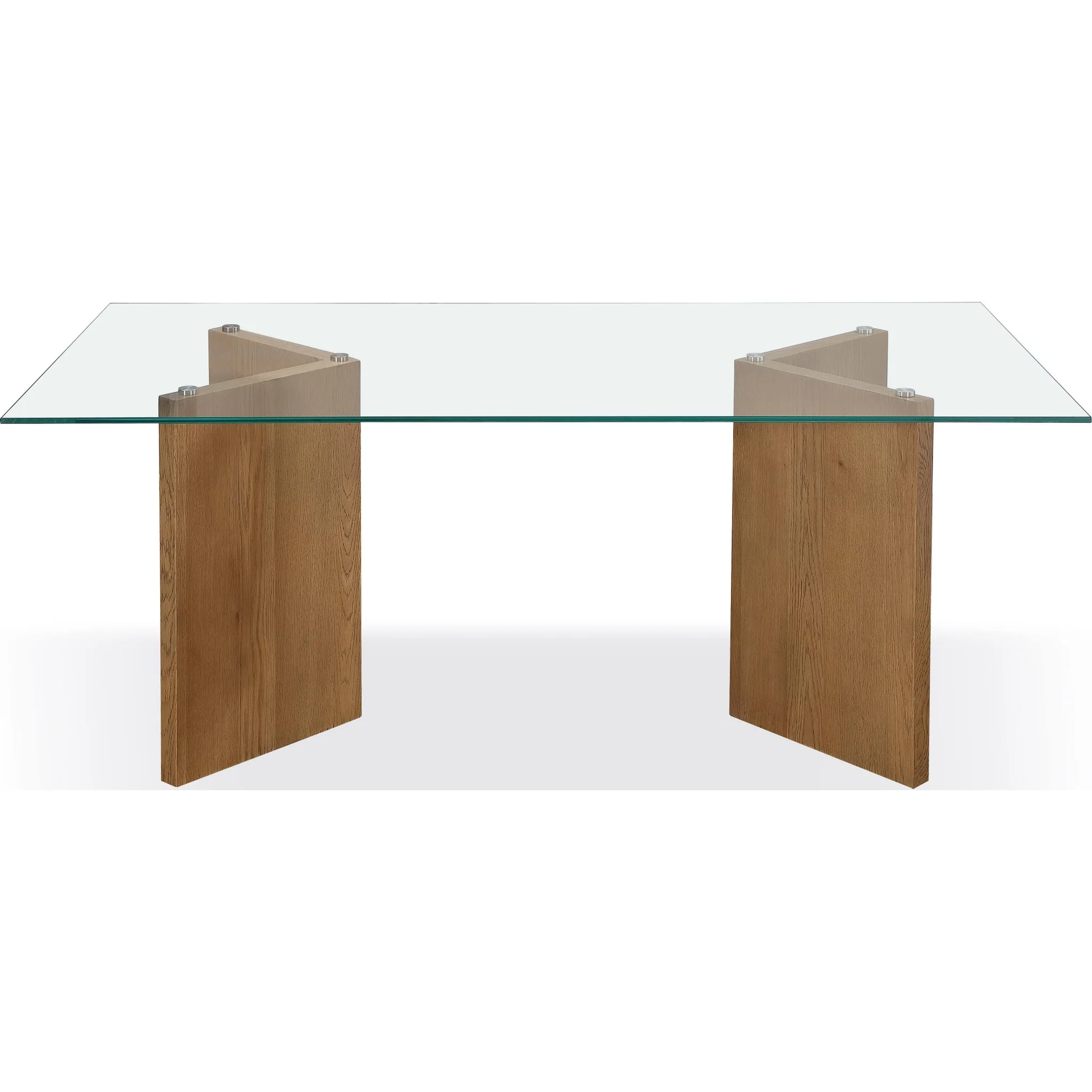 One Modern Coastal Glass Top Dining Table in White Oak - Image 3