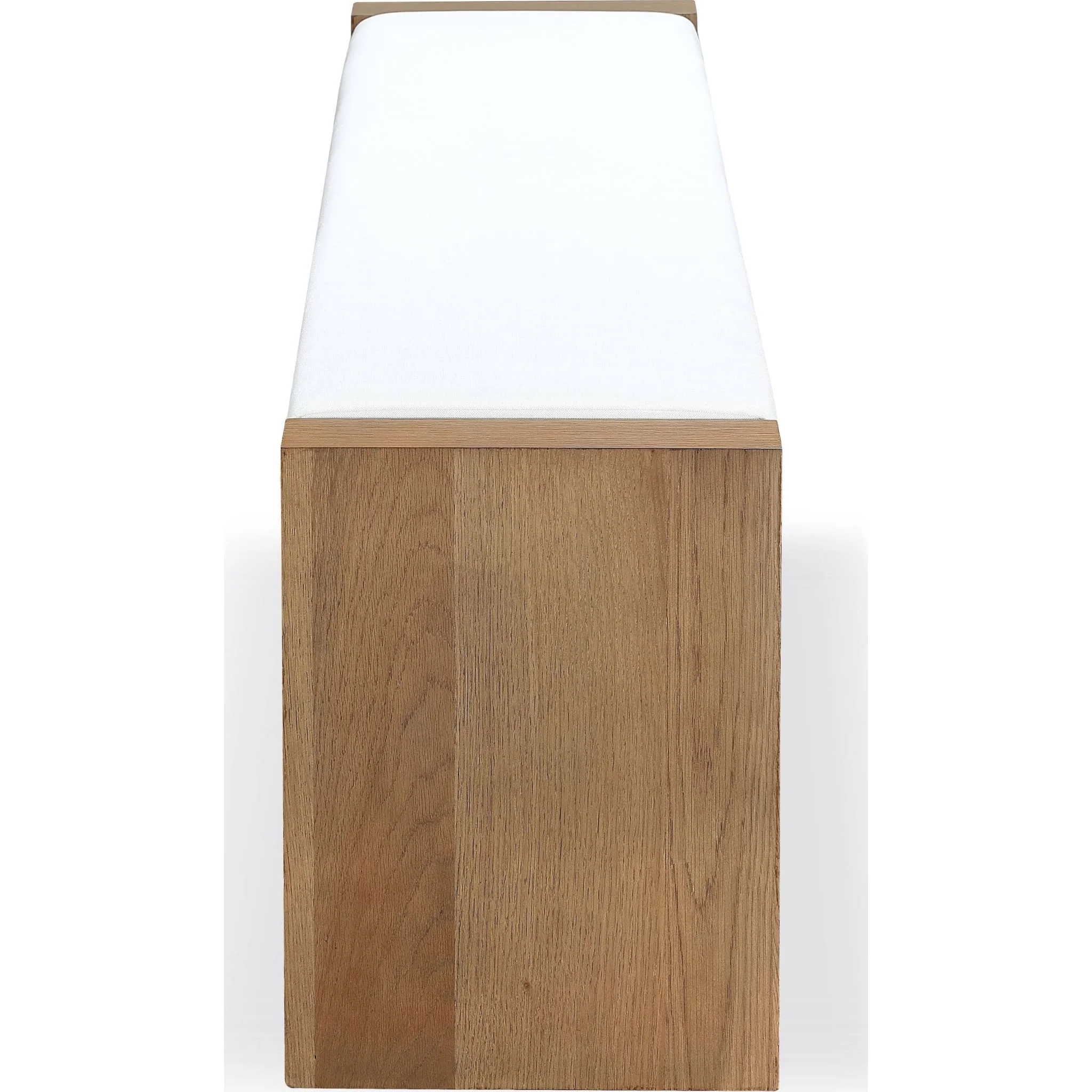 One Modern Coastal Slab Leg Upholstered Dining Bench in White Oak and White Pearl - Image 4