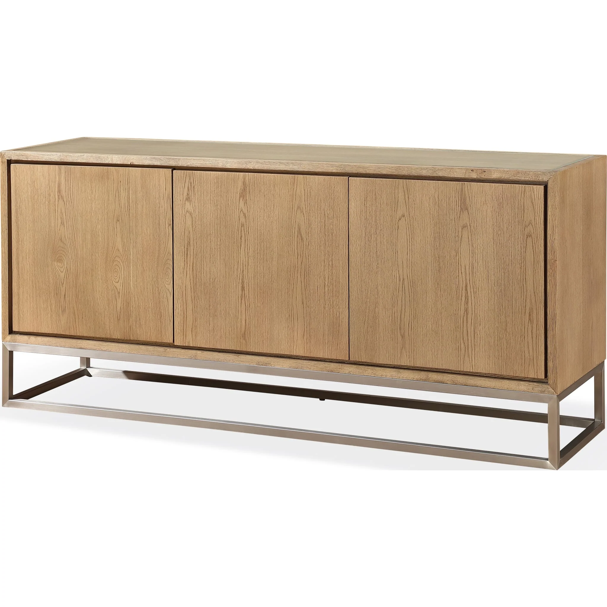 One Modern Coastal Metal Base Sideboard in White Oak and Brushed Stainless Steel - Image 3