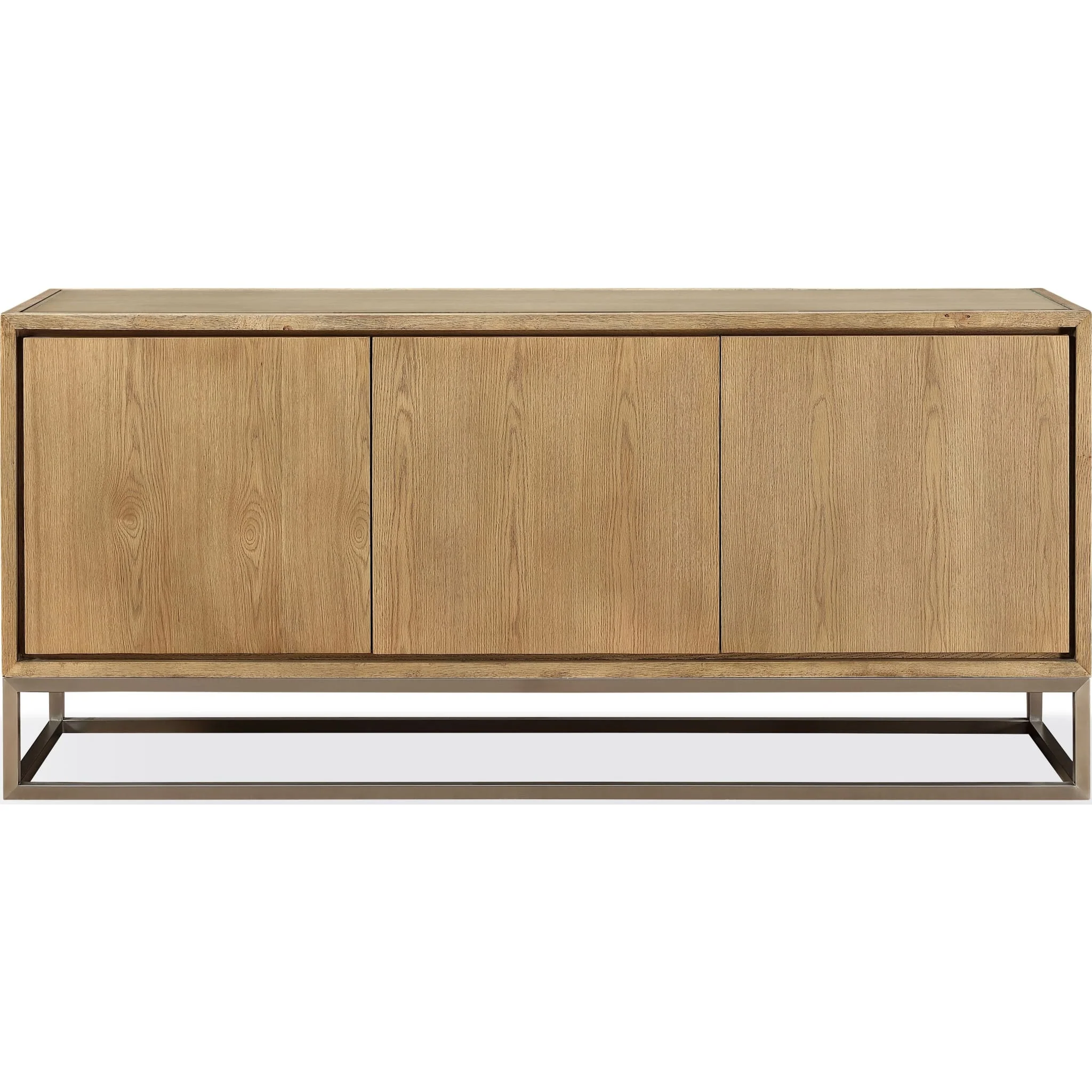 One Modern Coastal Metal Base Sideboard in White Oak and Brushed Stainless Steel - Image 4