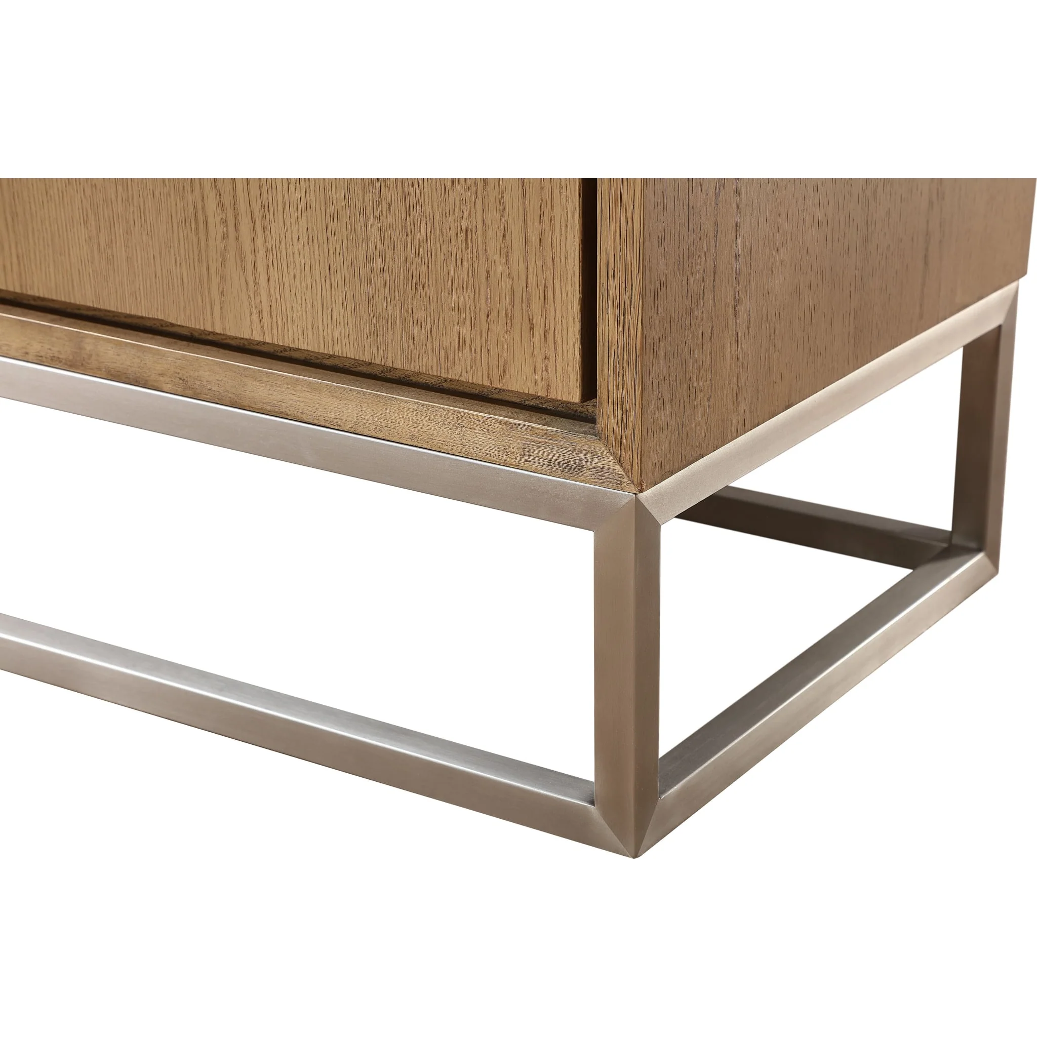 One Modern Coastal Metal Base Sideboard in White Oak and Brushed Stainless Steel - Image 5