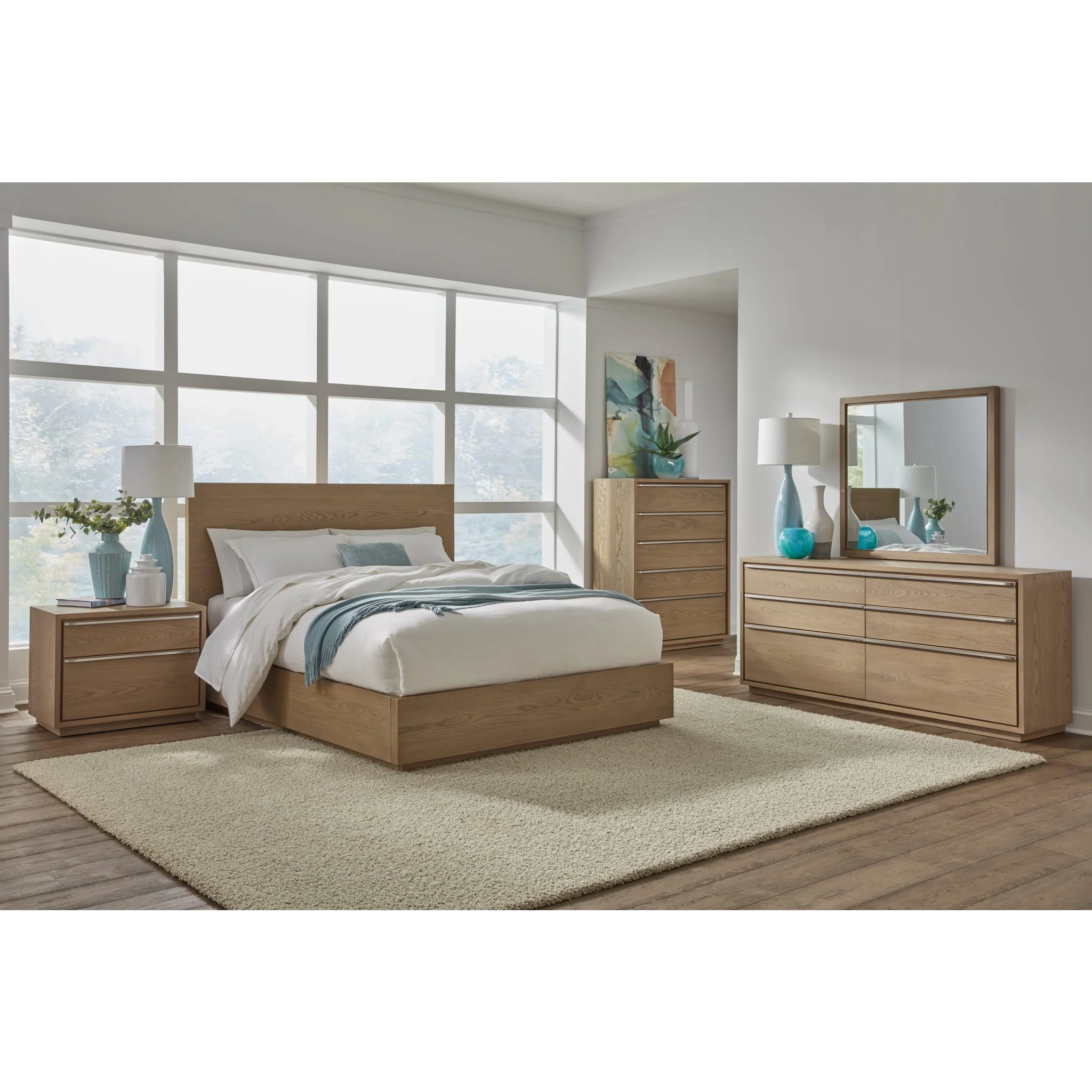 One Coastal Modern Two Drawer USB-Charging Nightstand in Bisque - Image 10