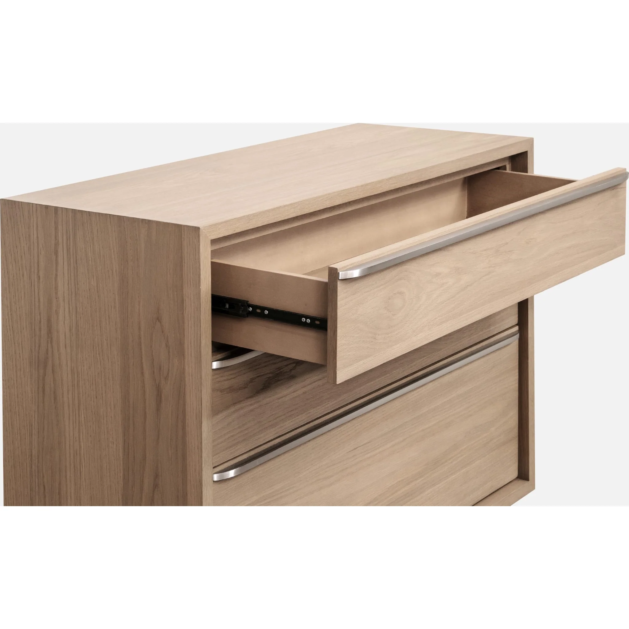 One Coastal Modern Three Drawer USB-charging Nightstand in Bisque - Image 4