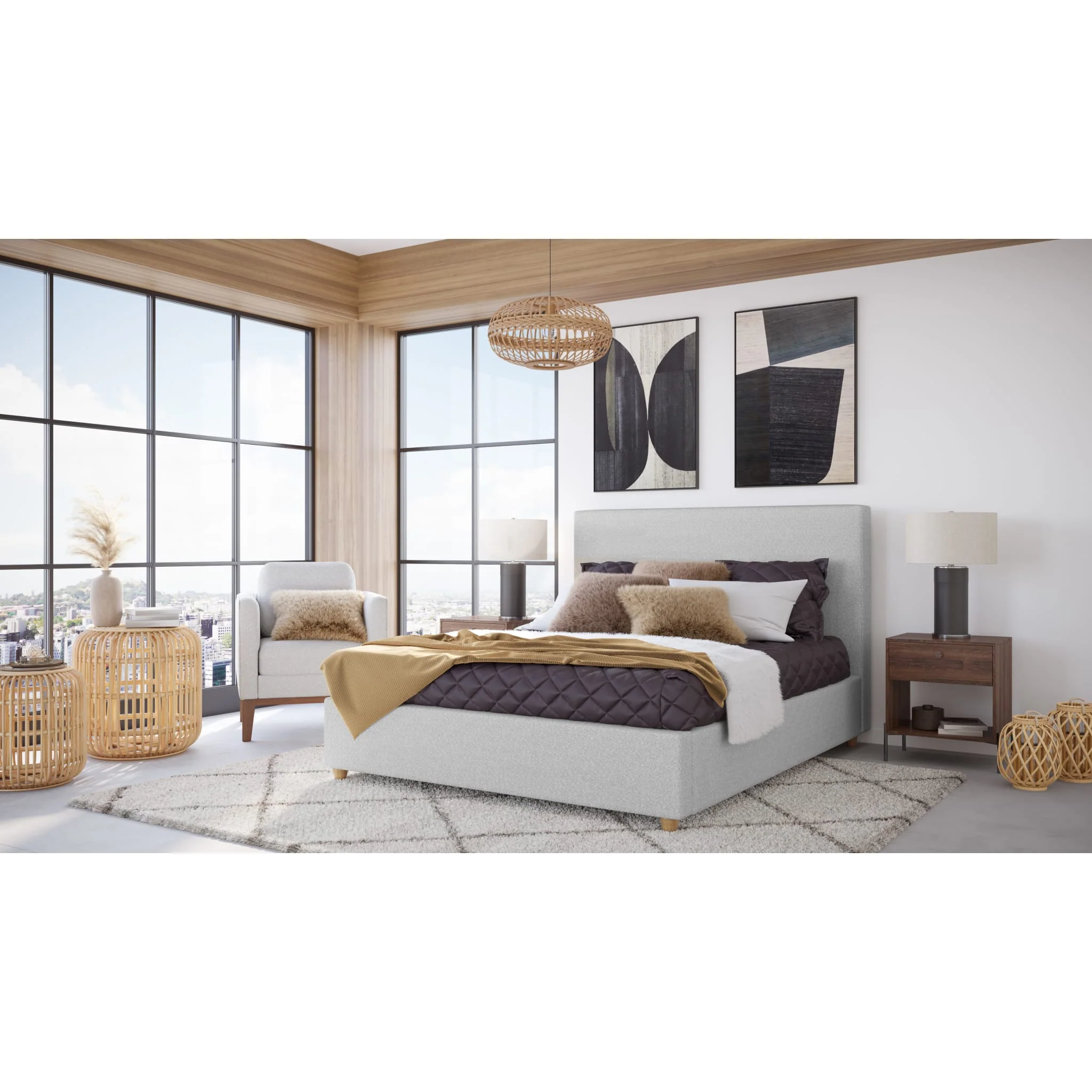 Olivia Upholstered Platform Bed in Linen (2026) - Image 5