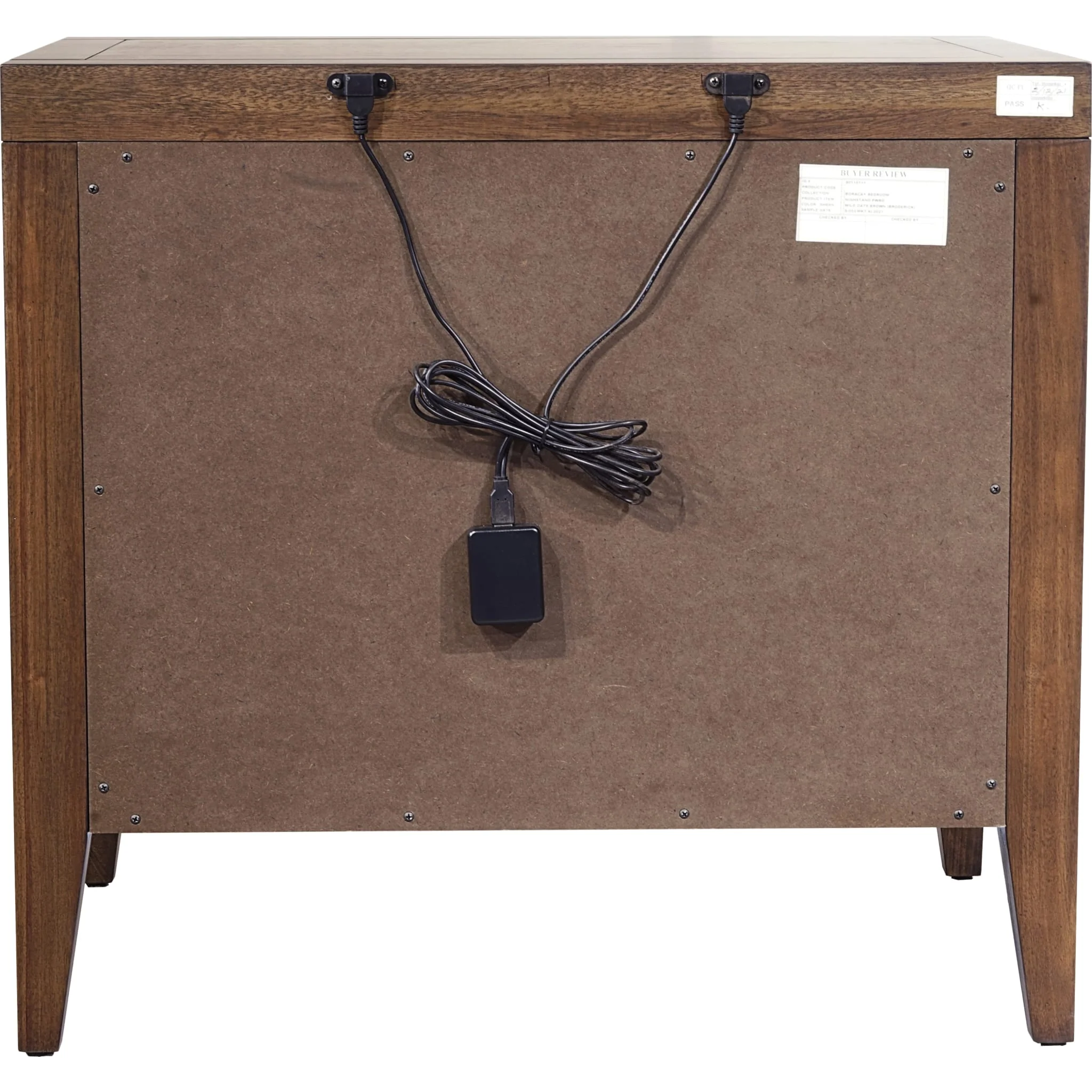 Boracay Two Drawer USB Charging Nightstand in Wild Oats Brown - Image 4
