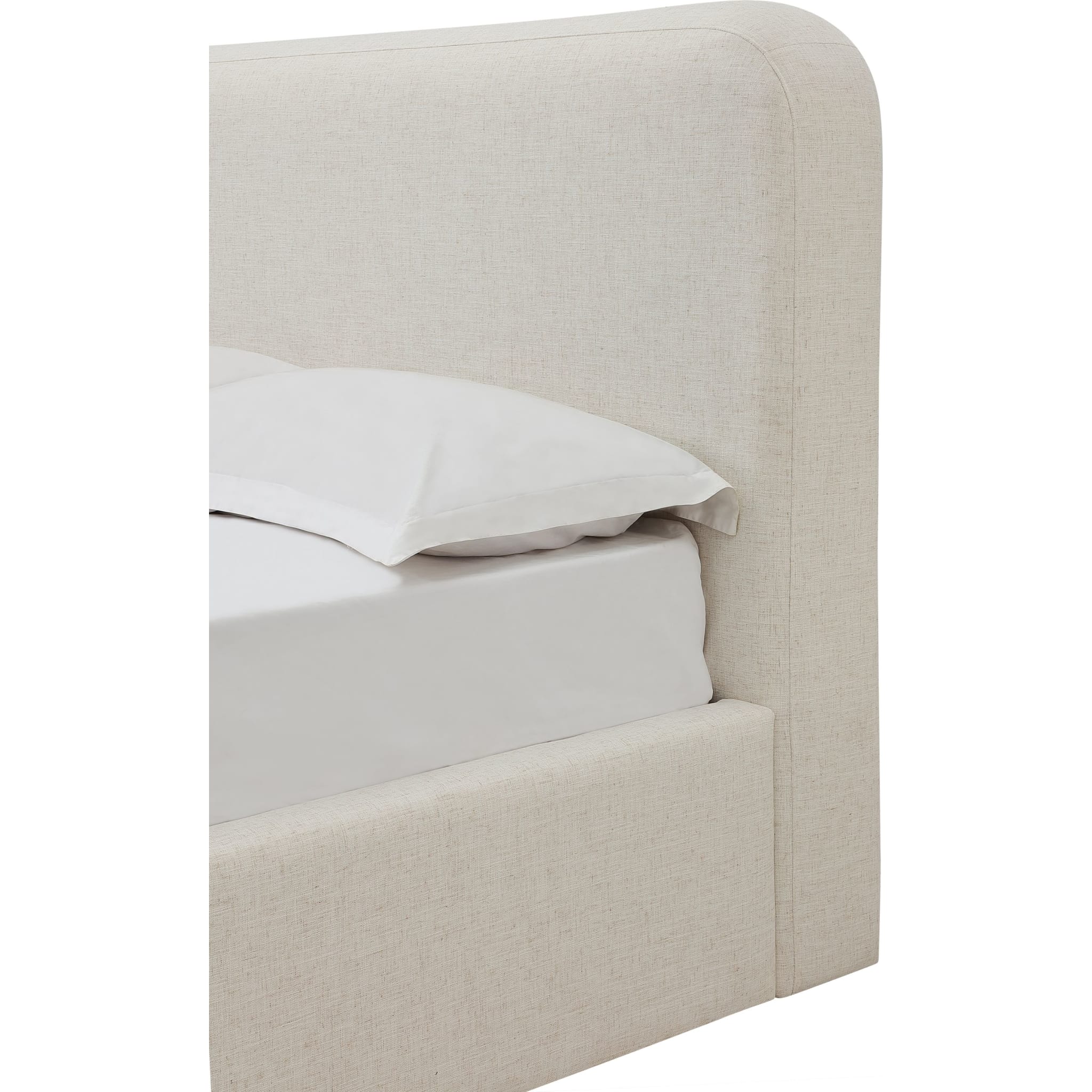 Off-White Upholstered Platform Bed in Whipped Honey Linen - Image 5