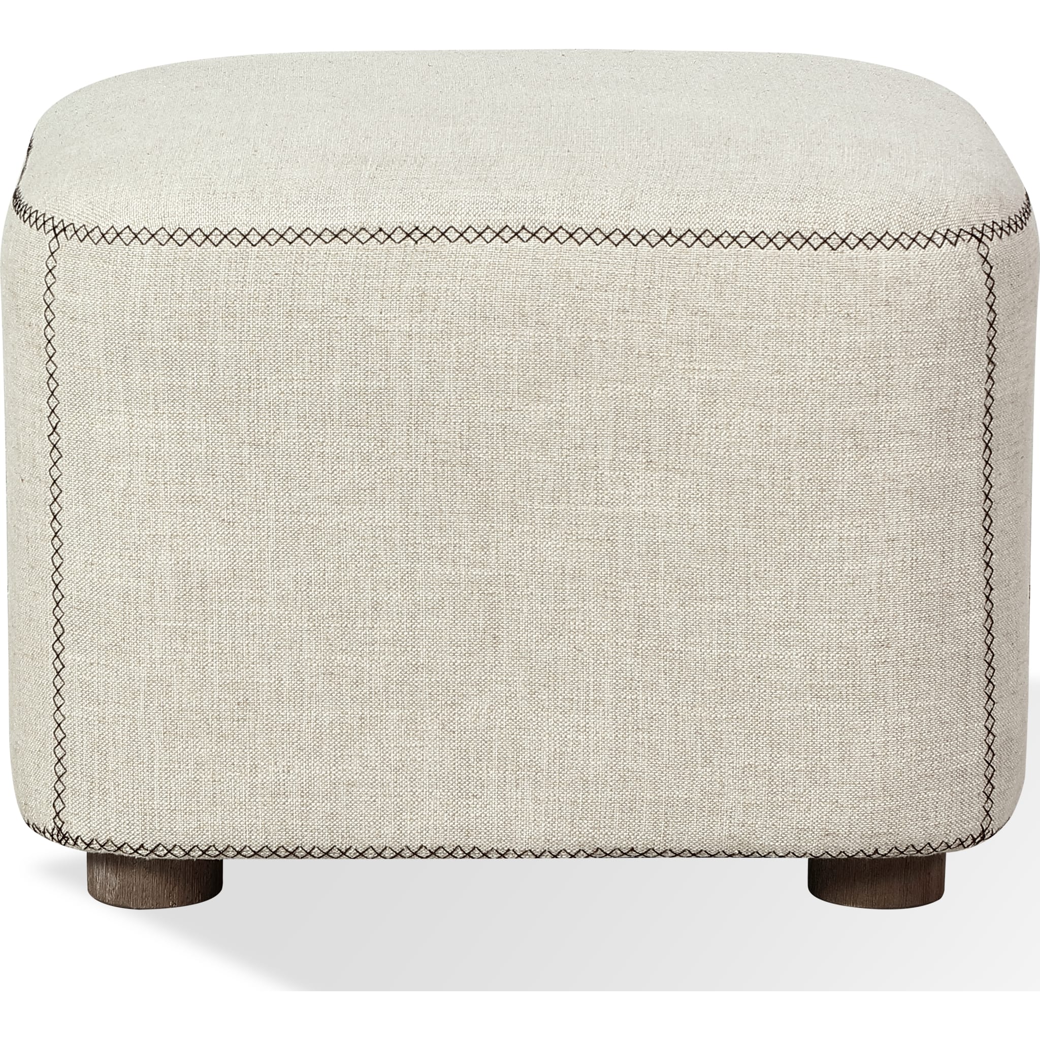 Louis Upholstered Ottoman in Natural Linen - Image 3