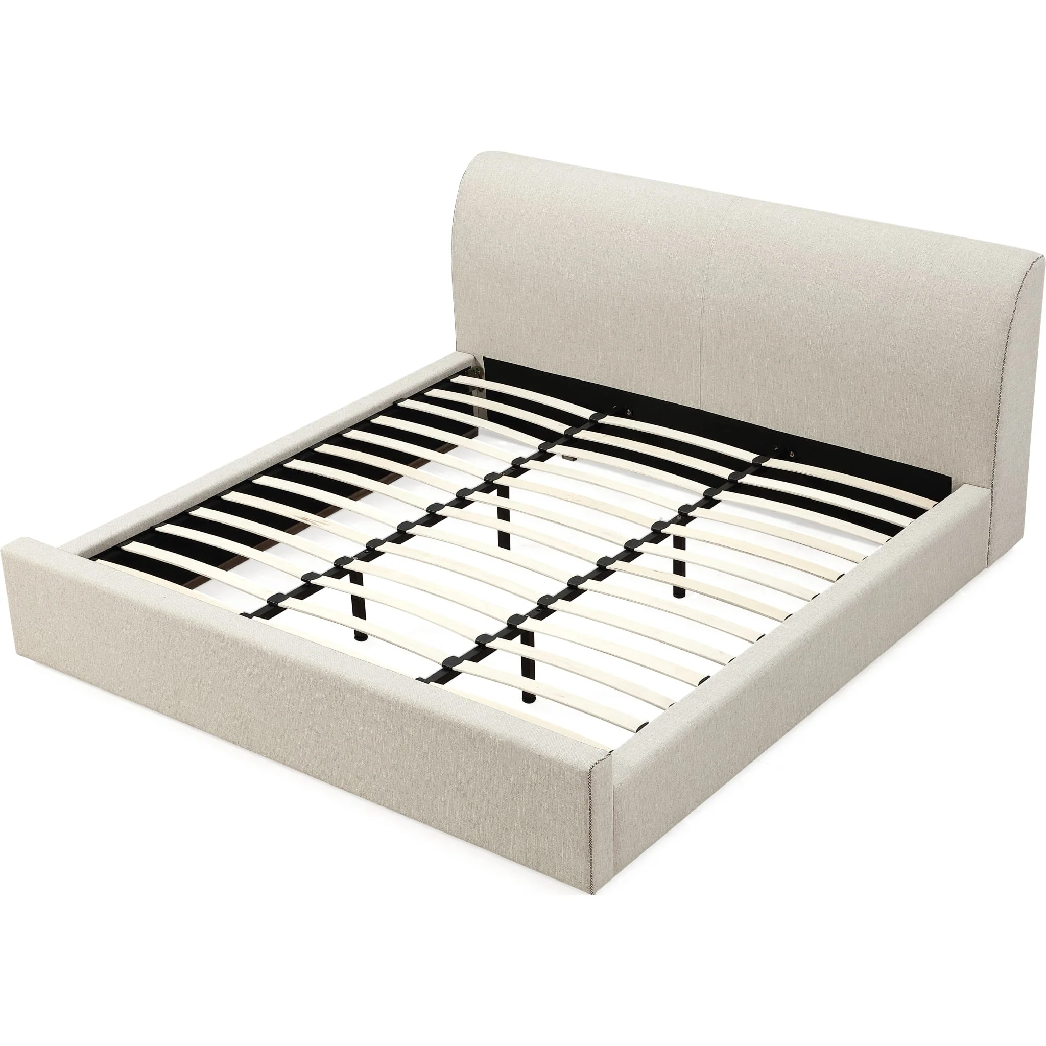 Louis Upholstered Platform Bed in Natural Linen - Image 10