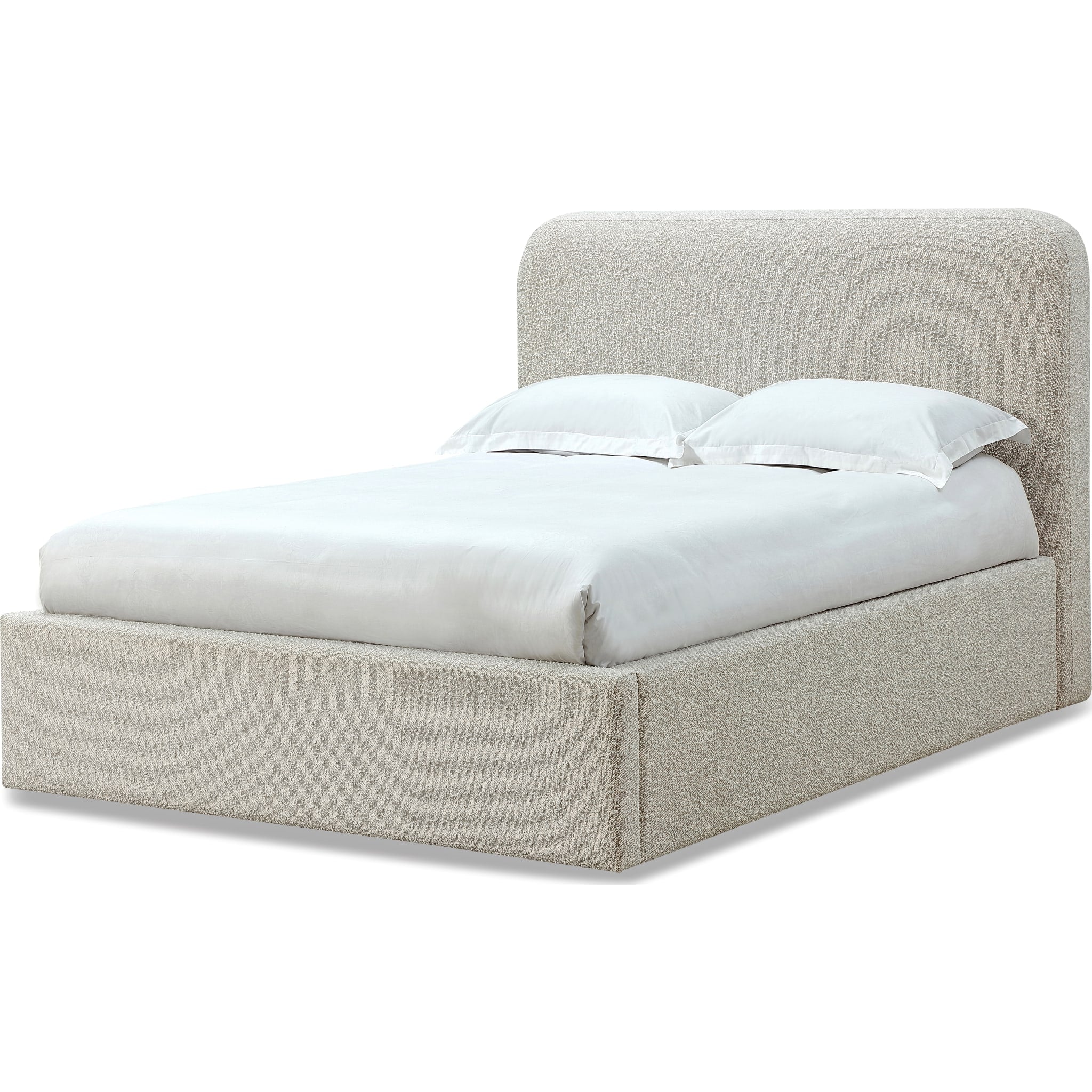 Off-White Upholstered Platform Bed in Ricotta Boucle - Image 5